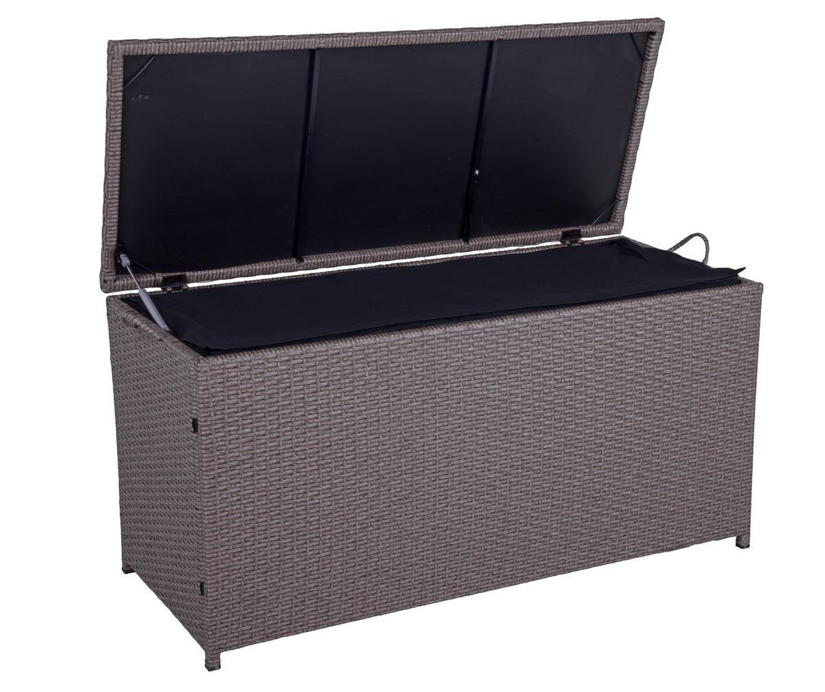 Kissenbox Patras - Schwarz/Braun, Basics, Kunststoff/Metall (50/60/120cm) - Gardenson
