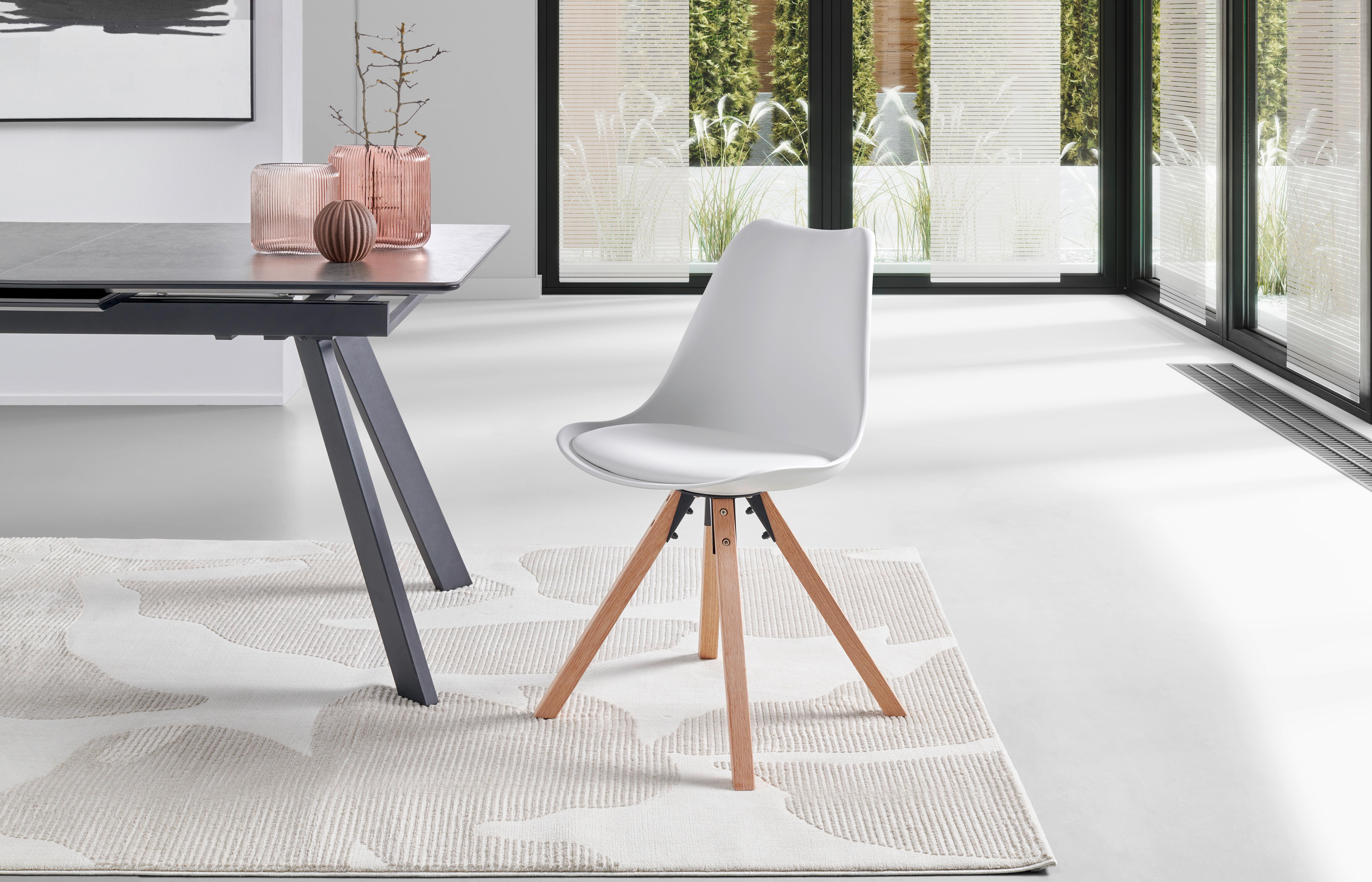 Schalenstuhl Vilnius Weiß - Weiß/Naturfarben, LIFESTYLE, Holz/Kunststoff (48,5/84/55cm) - MID.YOU