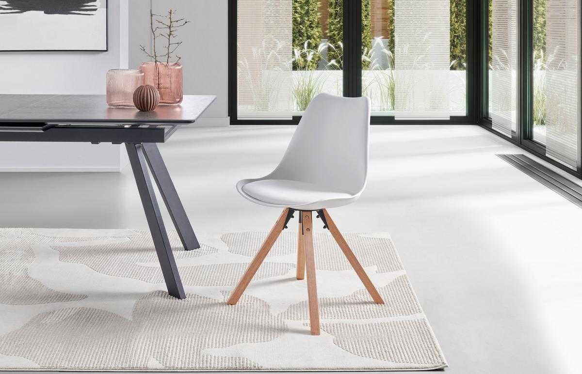 Schalenstuhl Vilnius Weiß - Weiß/Naturfarben, LIFESTYLE, Holz/Kunststoff (48,5/84/55cm) - MID.YOU