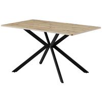Esstisch Nils 140 Eiche Artisan Dekor, B: 140cm - Eichefarben/Schwarz, Trend, Holzwerkstoff/Metall (140/80/76cm)