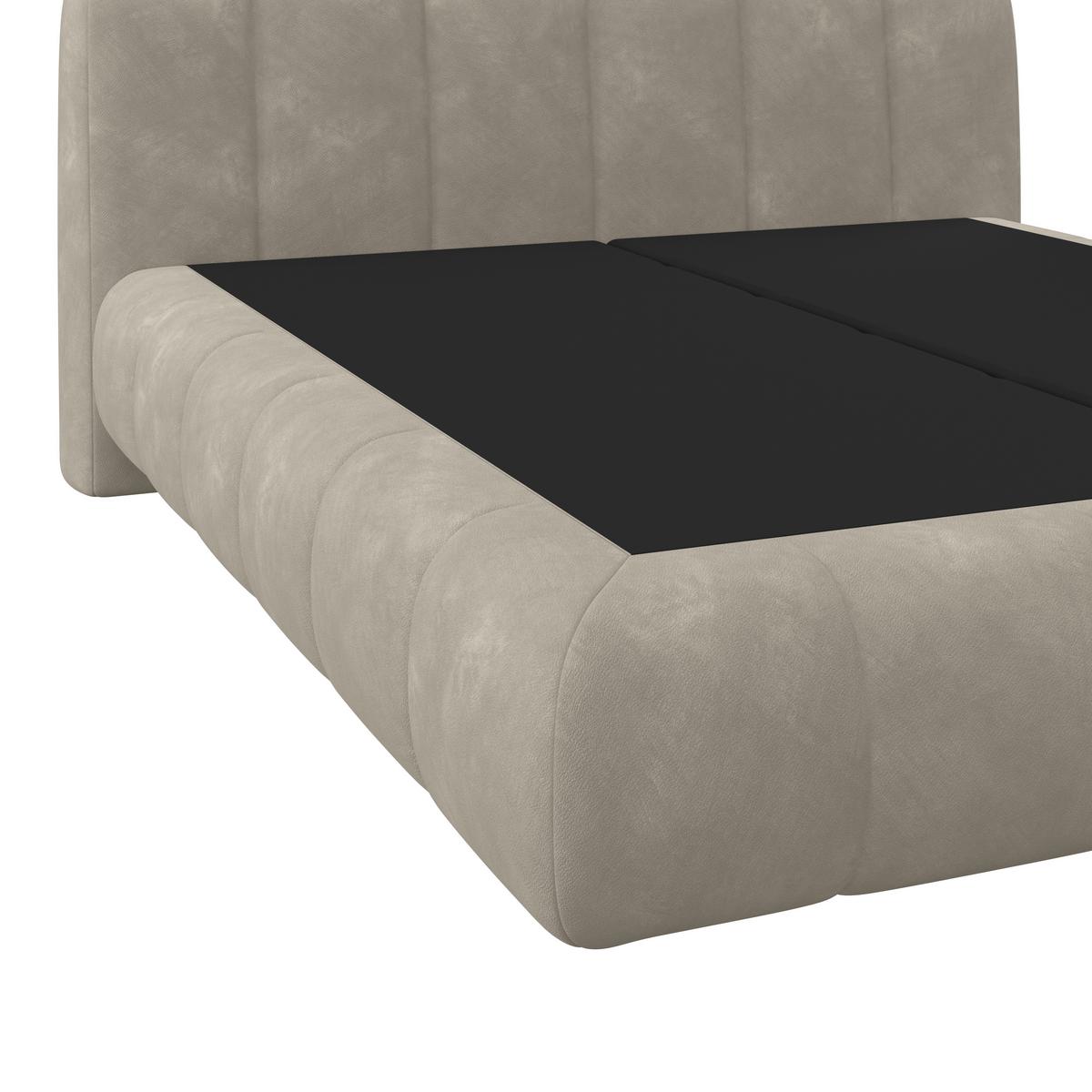 Boxspringbett Nobu O. Matratze Taupe, Lf: 160x200 Cm - Taupe/Schwarz, Trend, Holz/Textil (160/200cm)