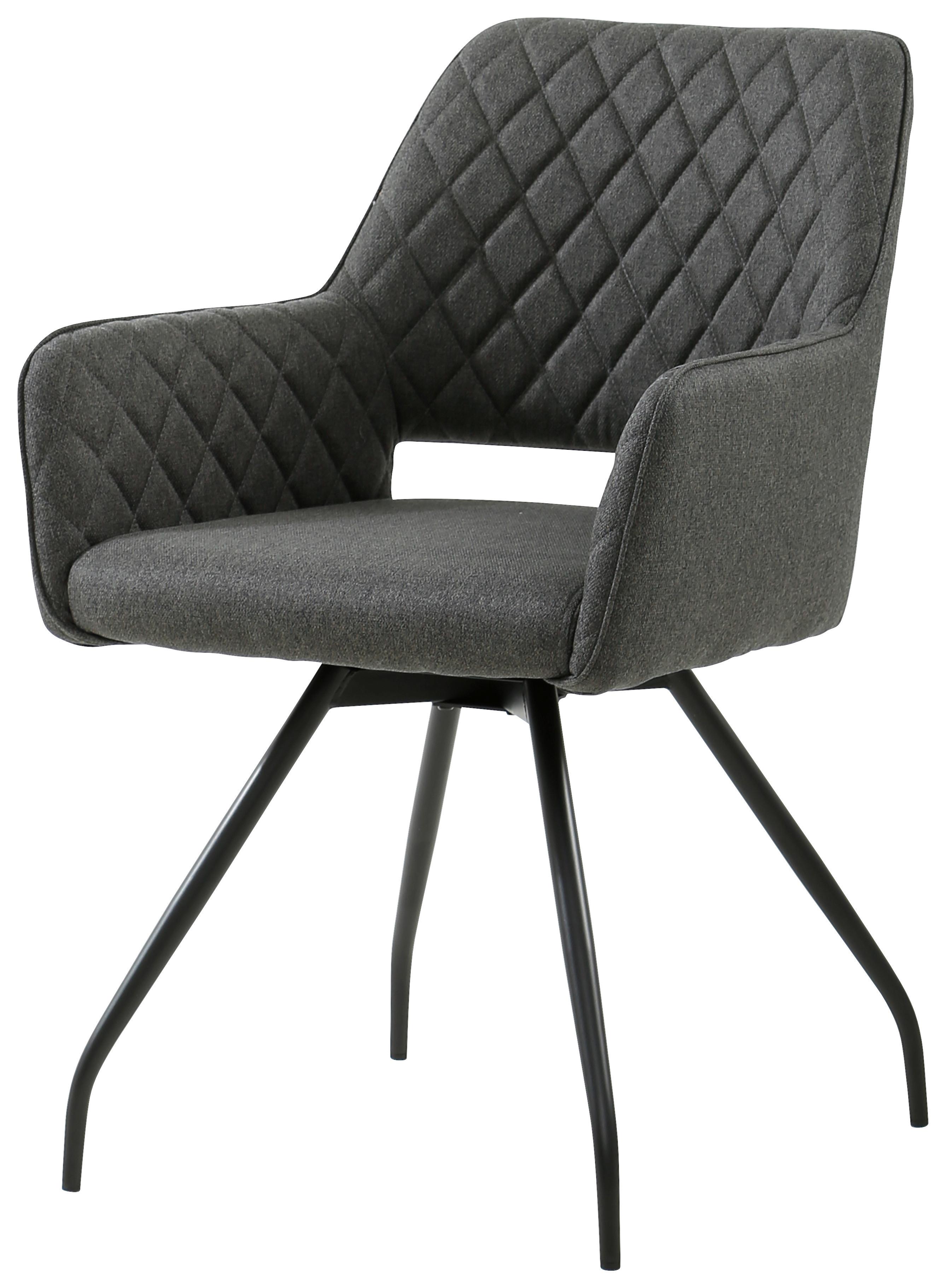 Armlehnstuhl Pam Braun, Sitzfl. 360° drehbar - Graubraun/Schwarz, KONVENTIONELL, Holz/Textil (57/85.5/60cm) - MID.YOU