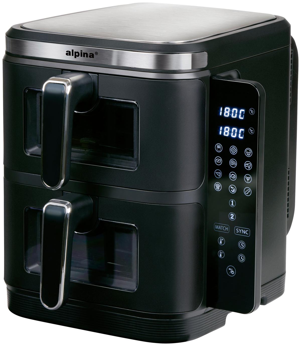 Heißluftfritteuse Air Fryer Double Stack 2x 5.5l - Schwarz, Basics, Kunststoff/Metall (35/29/38cm)