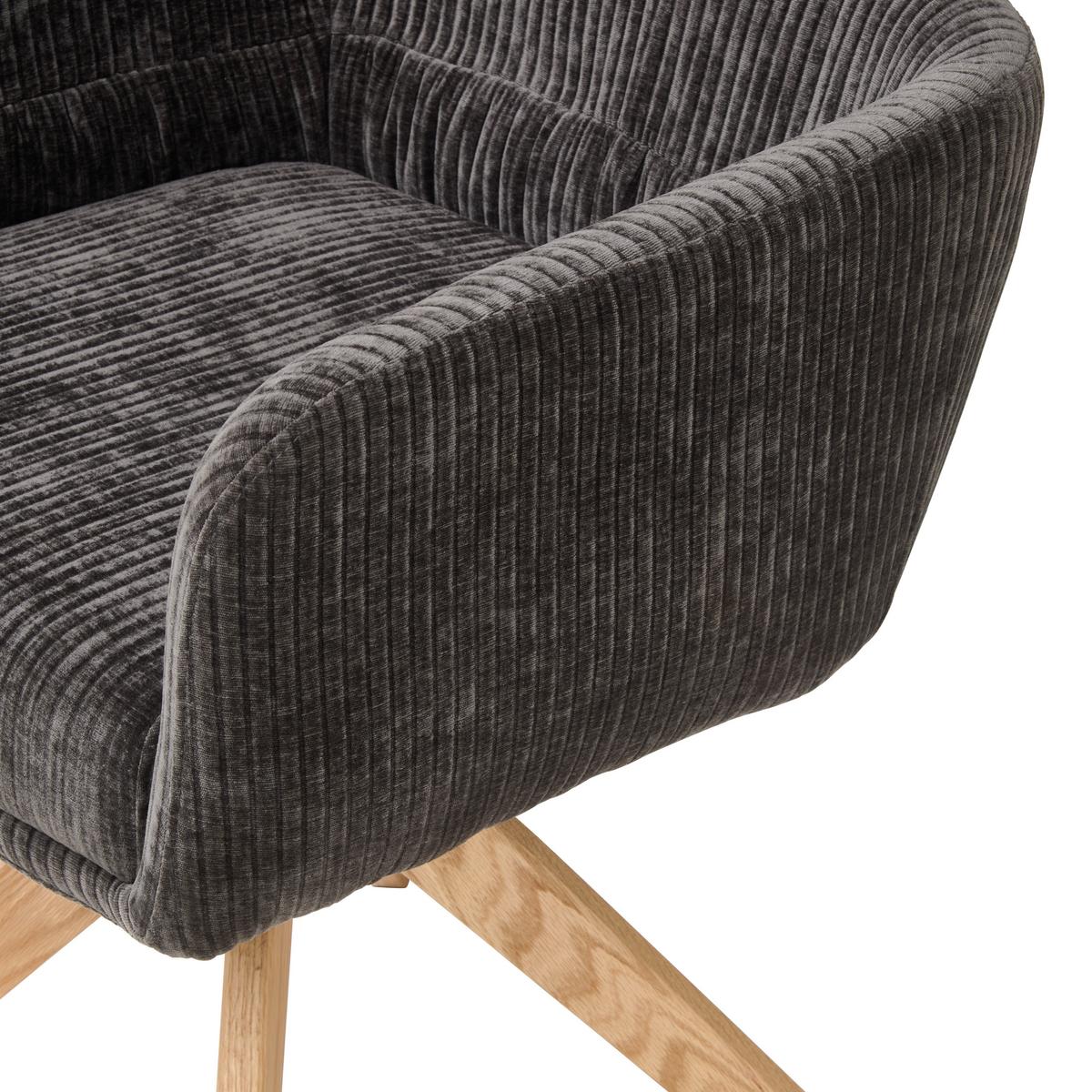 Armlehnstuhl Mattis Cord Anthrazit, B: 60 cm - Anthrazit/Naturfarben, KONVENTIONELL, Holz/Textil (60/90/69cm) - Livetastic