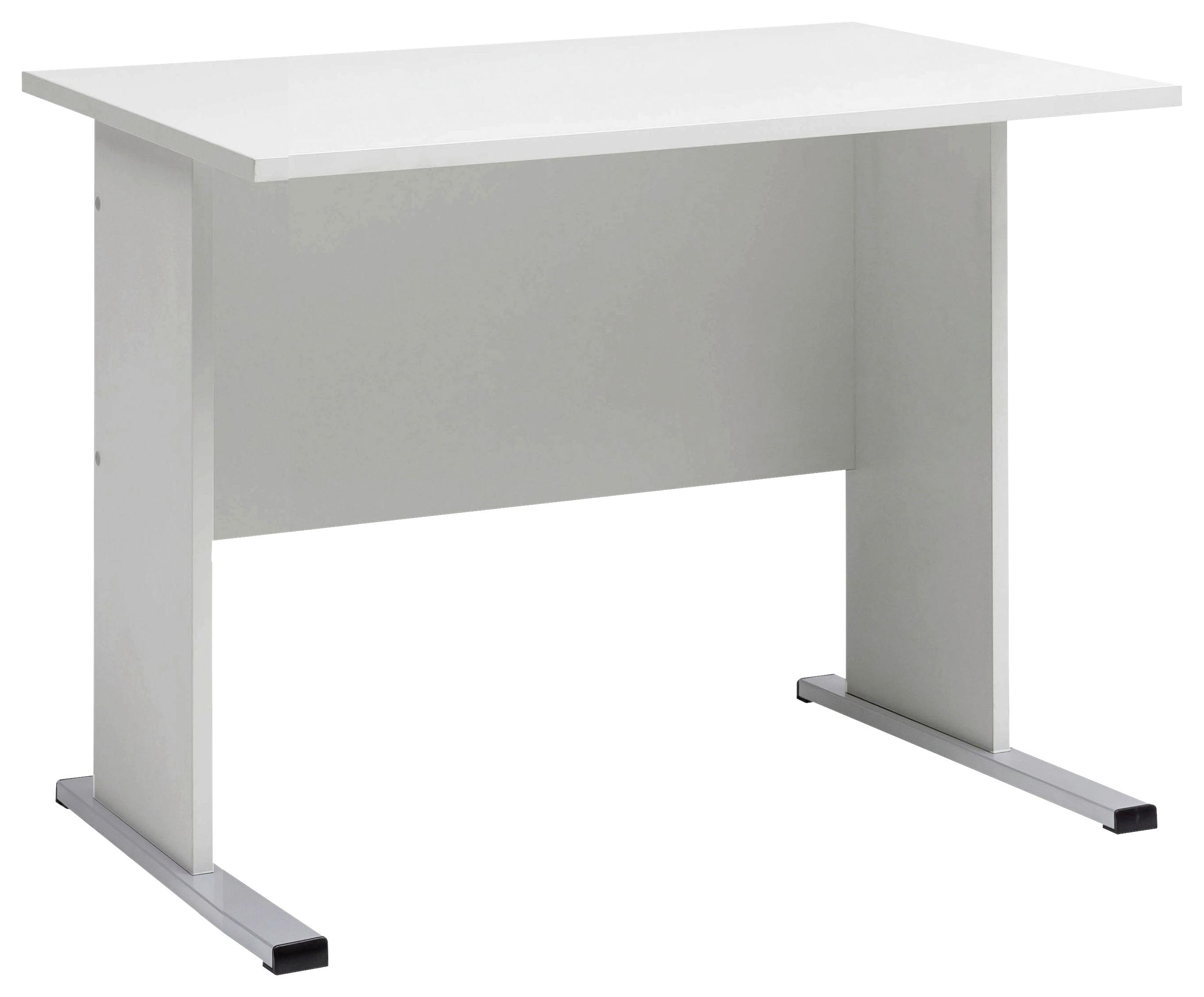 Schreibtisch B 90cm H 74,2cm Serie 200, Lichtgrau - Silberfarben/Hellgrau, Basics, Holzwerkstoff/Metall (65/90/74,2cm) - MID.YOU