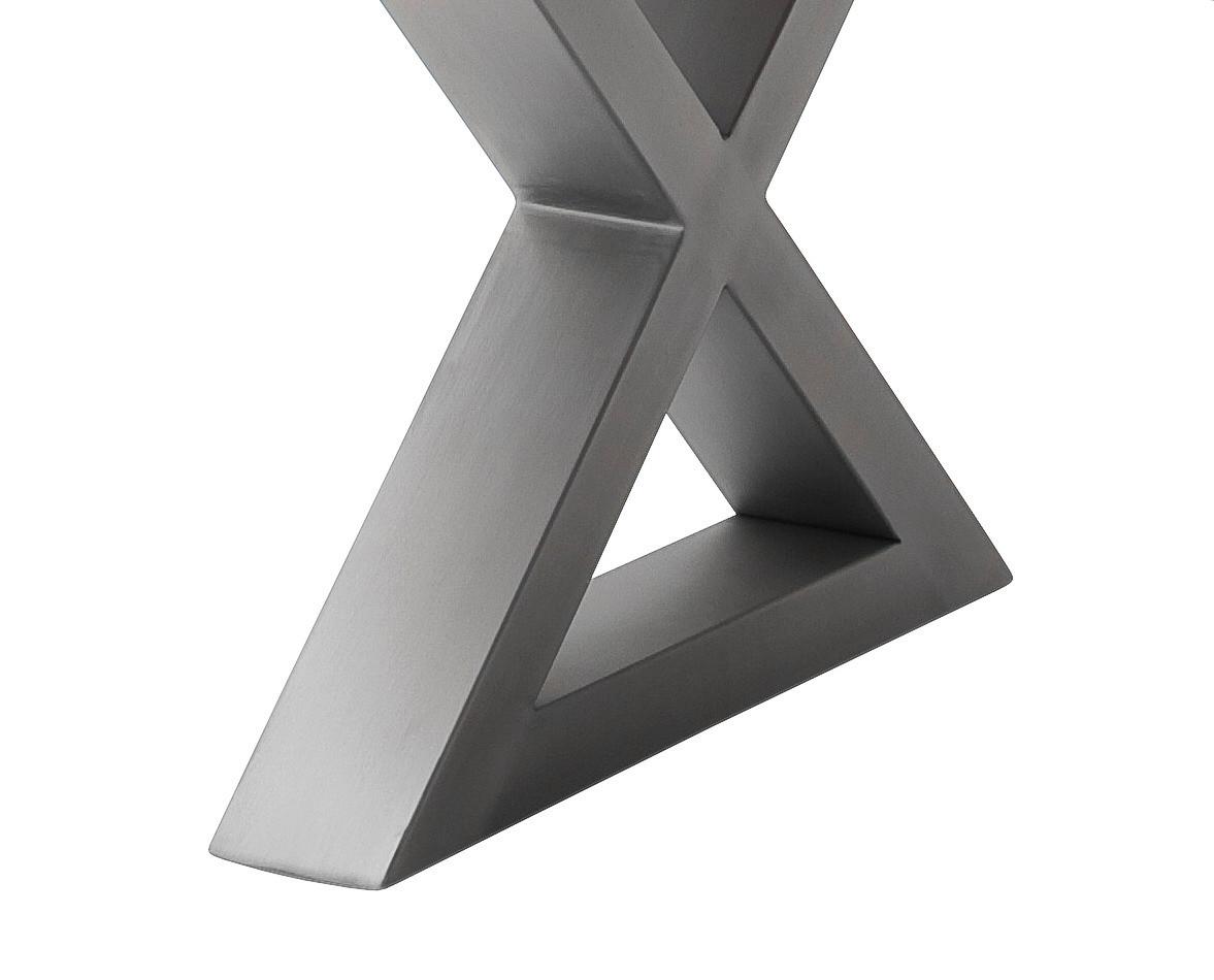 Couchtisch Holz Massiv Cartagena Grau/edelstahlf. - Edelstahlfarben/Grau, MODERN, Holz/Metall (110/45/70cm)