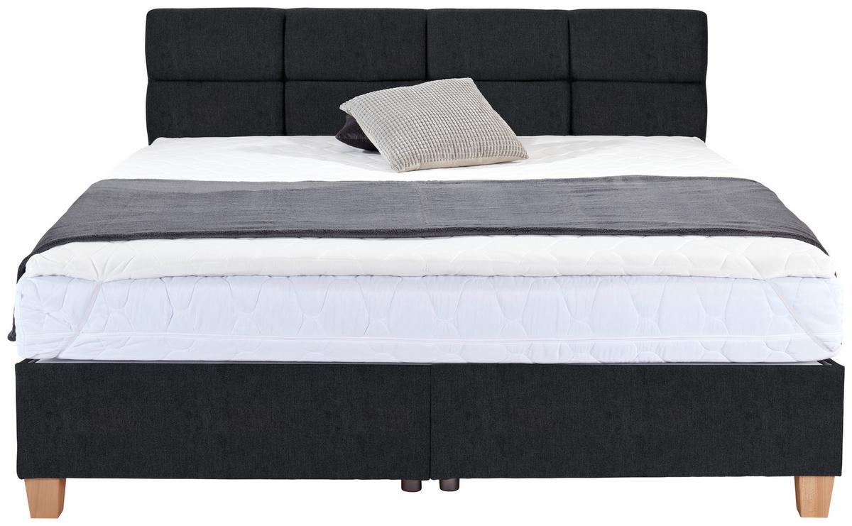 Polsterbett Mit Bettkasten 140x200 Bellagio Schwarz - Buchefarben/Schwarz, KONVENTIONELL, Holz/Textil (140/200cm)