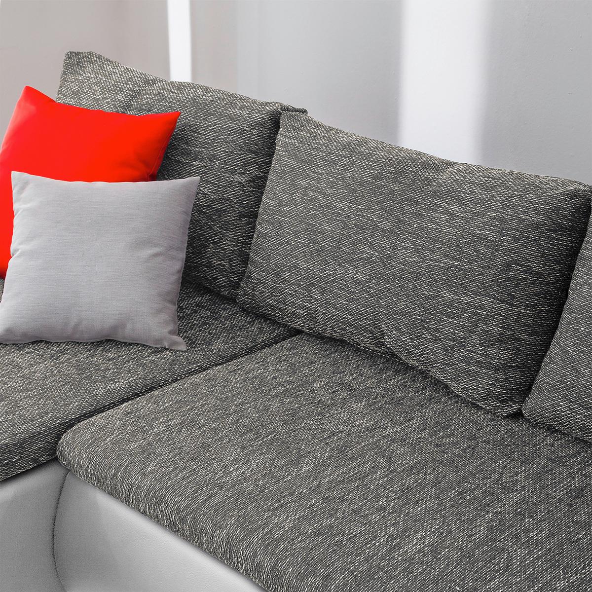 Ecksofa Acra Grau, Weiß B: 266x175 Cm - Chromfarben/Schwarz, Design, Textil (266/175cm) - Livetastic