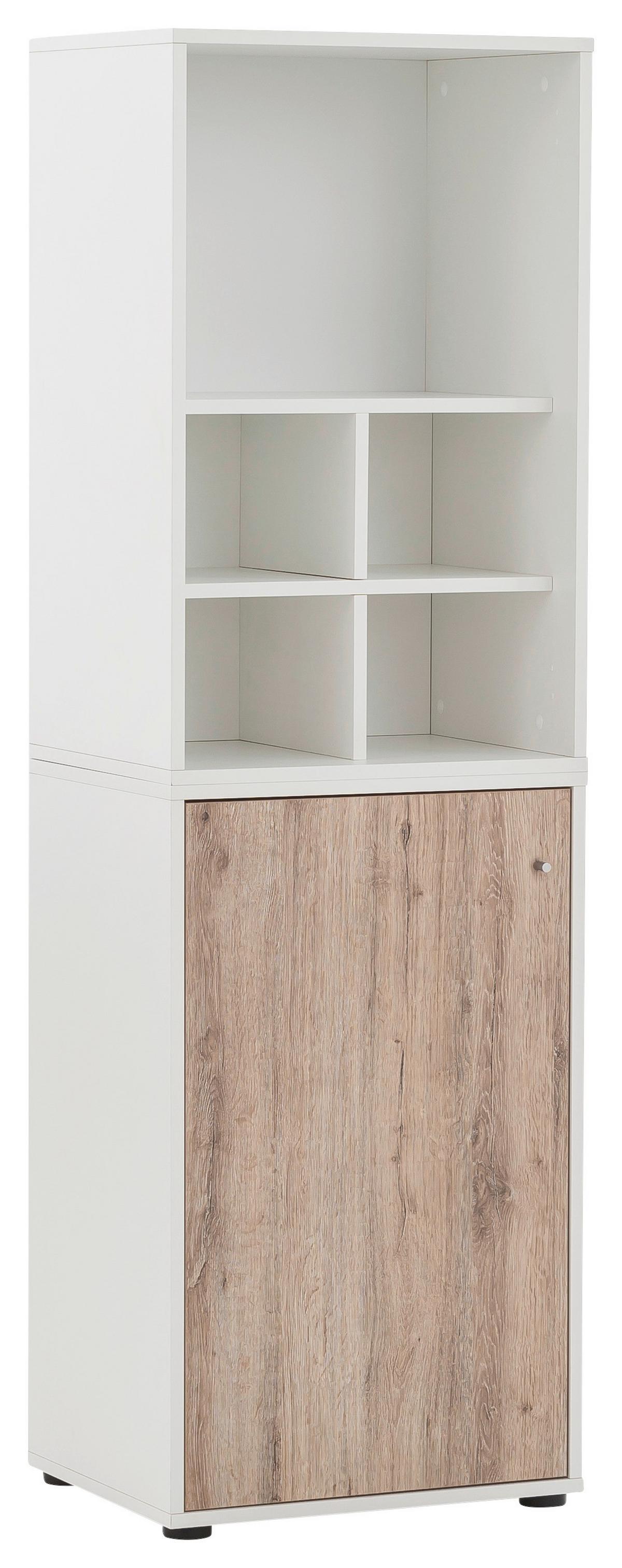 Aktenschrank Holzwerkstoff Weiß/Wildeiche B: 50,9 cm - Wildeiche/Weiß, MODERN, Holzwerkstoff (50,9/165,2/41cm) - MID.YOU