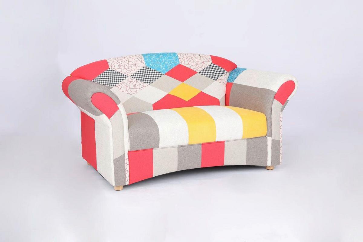 2-Sitzer Loretta, bunt ca. 153x83x85 cm - Hellbraun/Weiß Hochglanz, Basics, Holz/Textil (204/83/85cm)