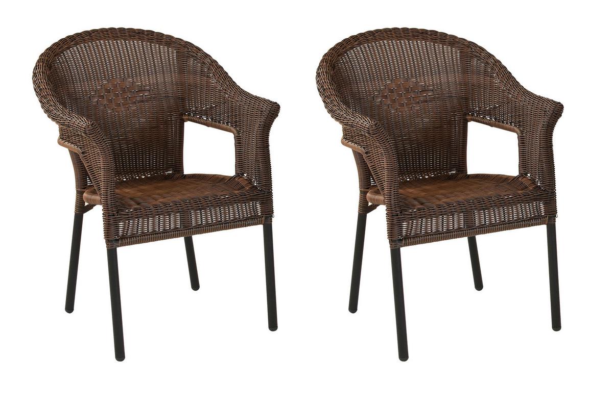 Gartensessel Ravenna 2-tlg. Aus Kunststoffgeflecht - Dunkelbraun/Graphitfarben, KONVENTIONELL, Kunststoff/Metall (61/87/67cm) - Gardenson