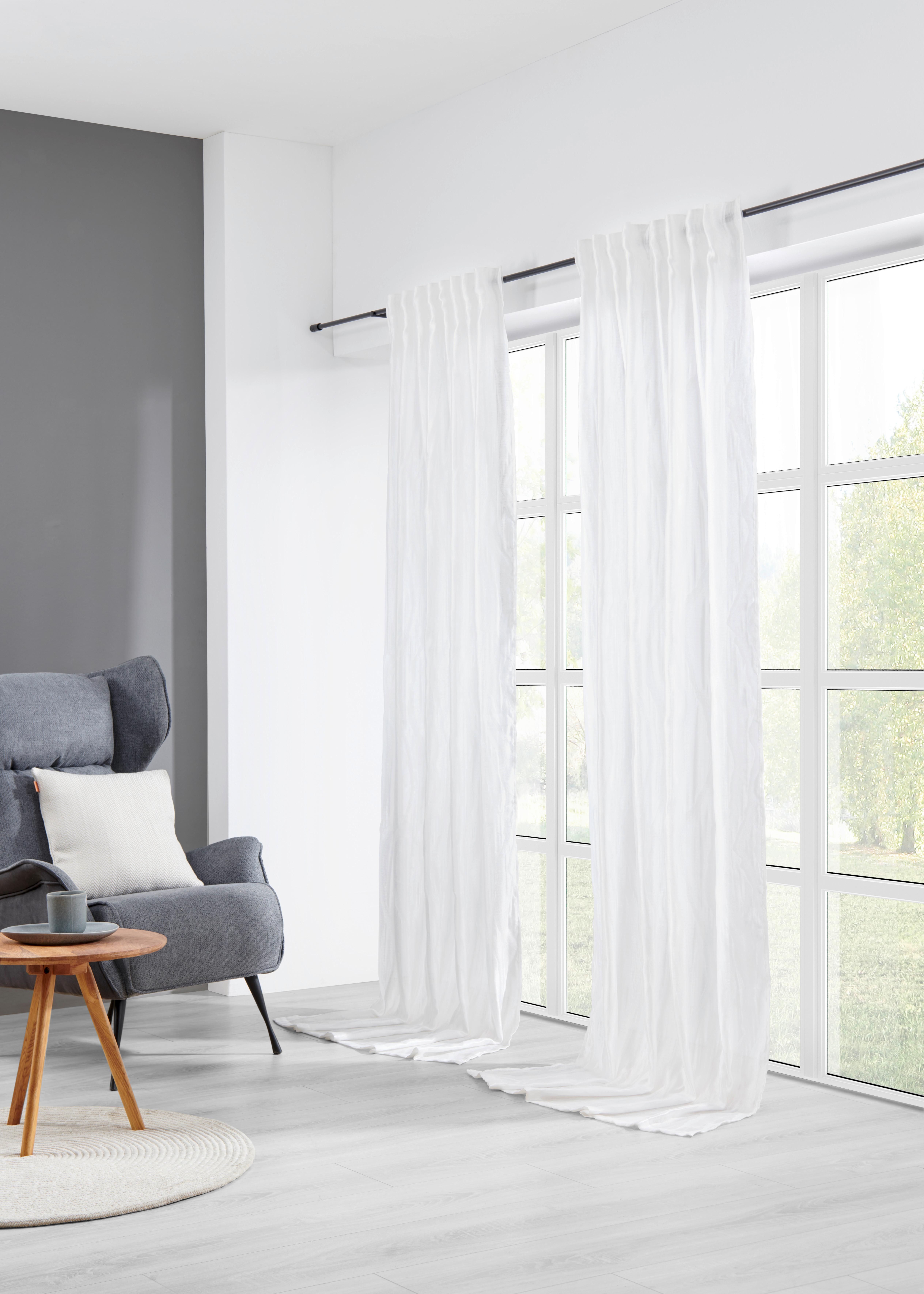 HOTOVÝ ZÁVĚS Phil, 135/255cm, bílá - bílá, Romantický / Rustikální, textil (135/255cm) - Premium Living