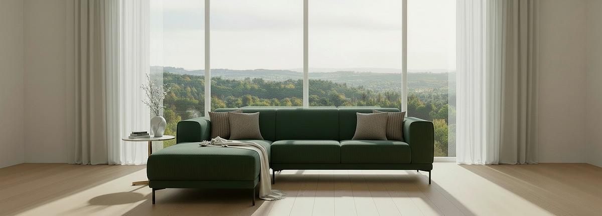 Ecksofa Erno Grün S: 262 cm - Schwarz/Grün, Design, Textil (262/183cm) - MID.YOU