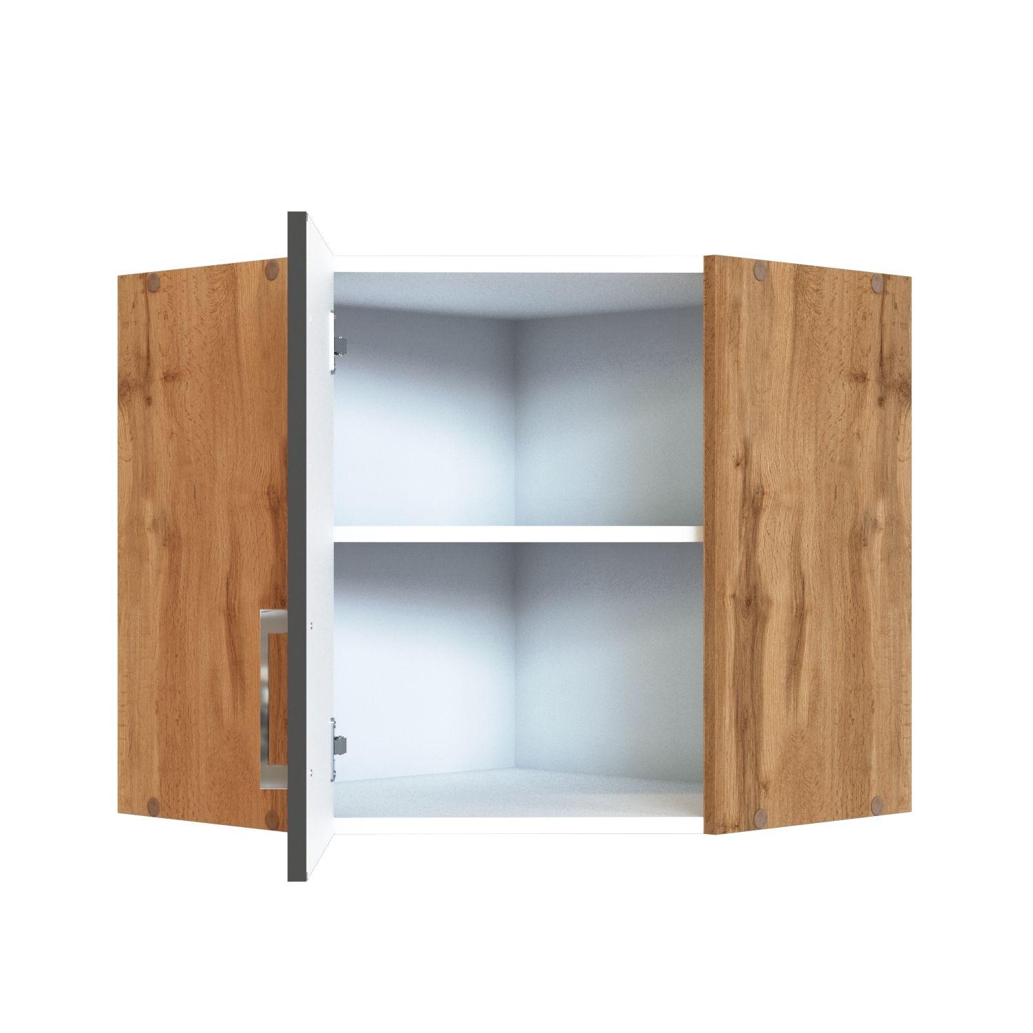 Eckoberschrank B: 60 cm Eiche Dekor/Anthrazit 1 Drehtüre - Anthrazit/Eiche Wotan, MODERN, Holzwerkstoff (60/57/60cm) - Held