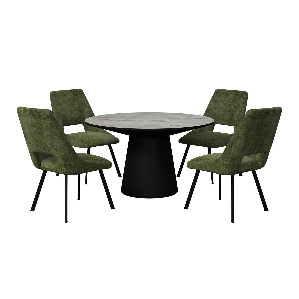 STOLOVÁ SÚPRAVA AMARILLO - čierna/biela, Modern, kov/kompozitné drevo (120/75cm) - Bessagi Home