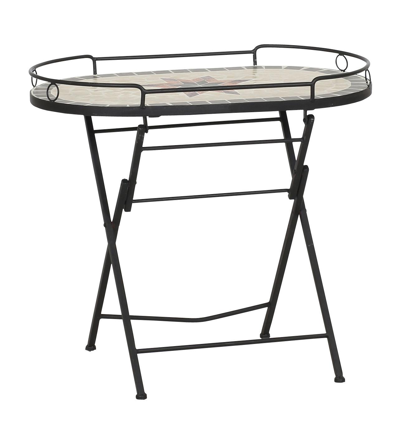 Gartenbeistelltisch 875348 - Multicolor/Schwarz, MODERN, Keramik/Metall (68/41/60cm) - Siena Garden