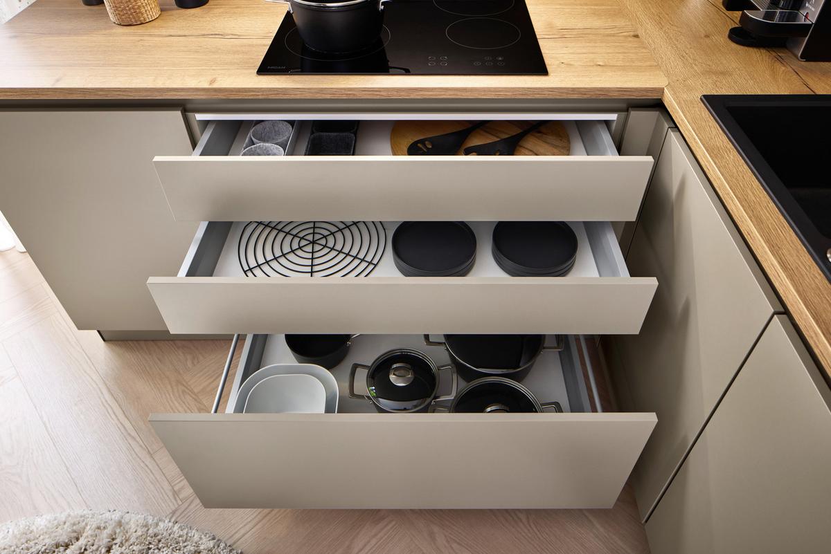 Eckküche Win - Eichefarben/Creme, MODERN, Holzwerkstoff (205,2/278,2cm) - Express-Kuechen