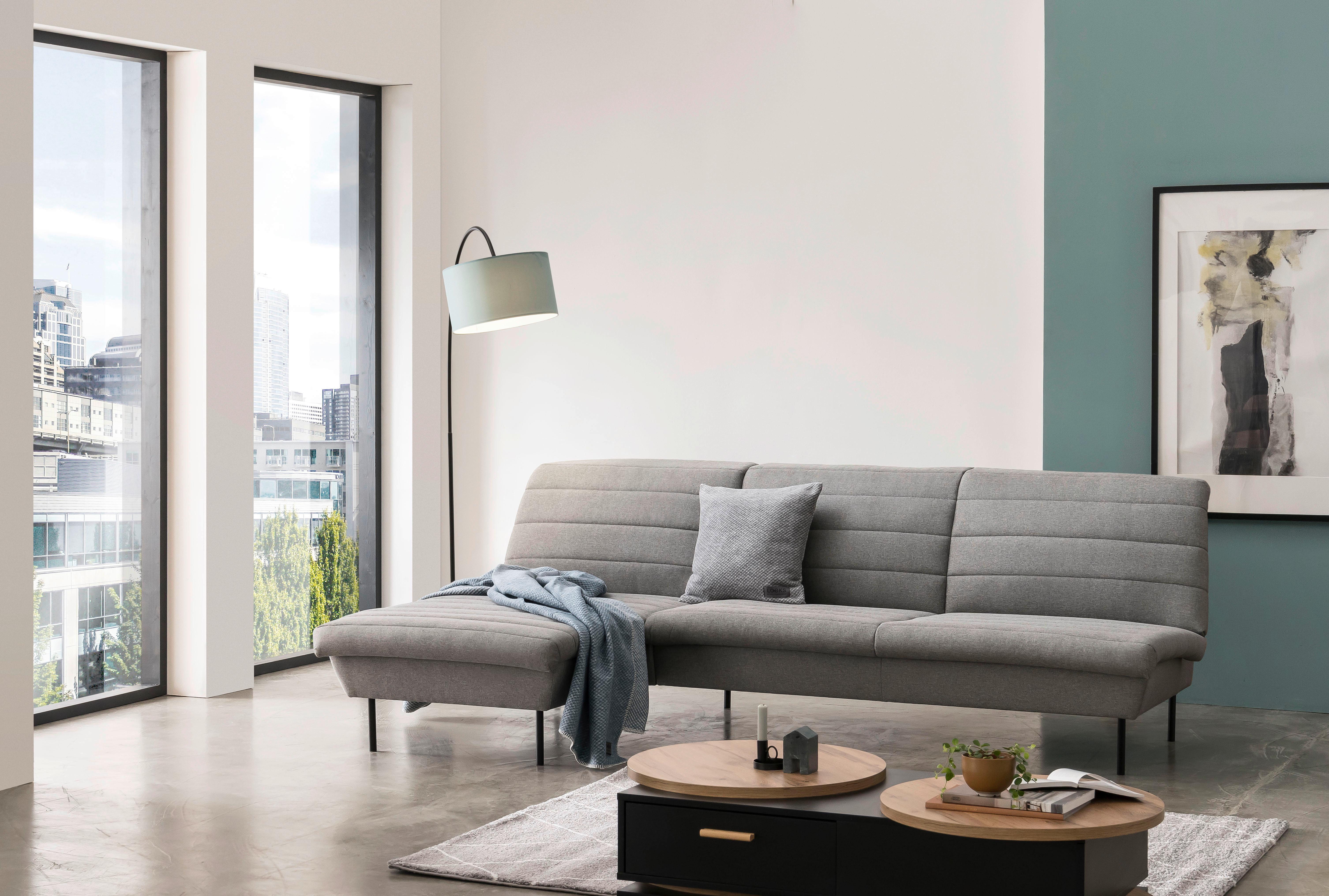 Ecksofa Looks Ix Graubraun - Graubraun/Schwarz, Design, Textil (168/274cm) - LOOKS by W.Joop