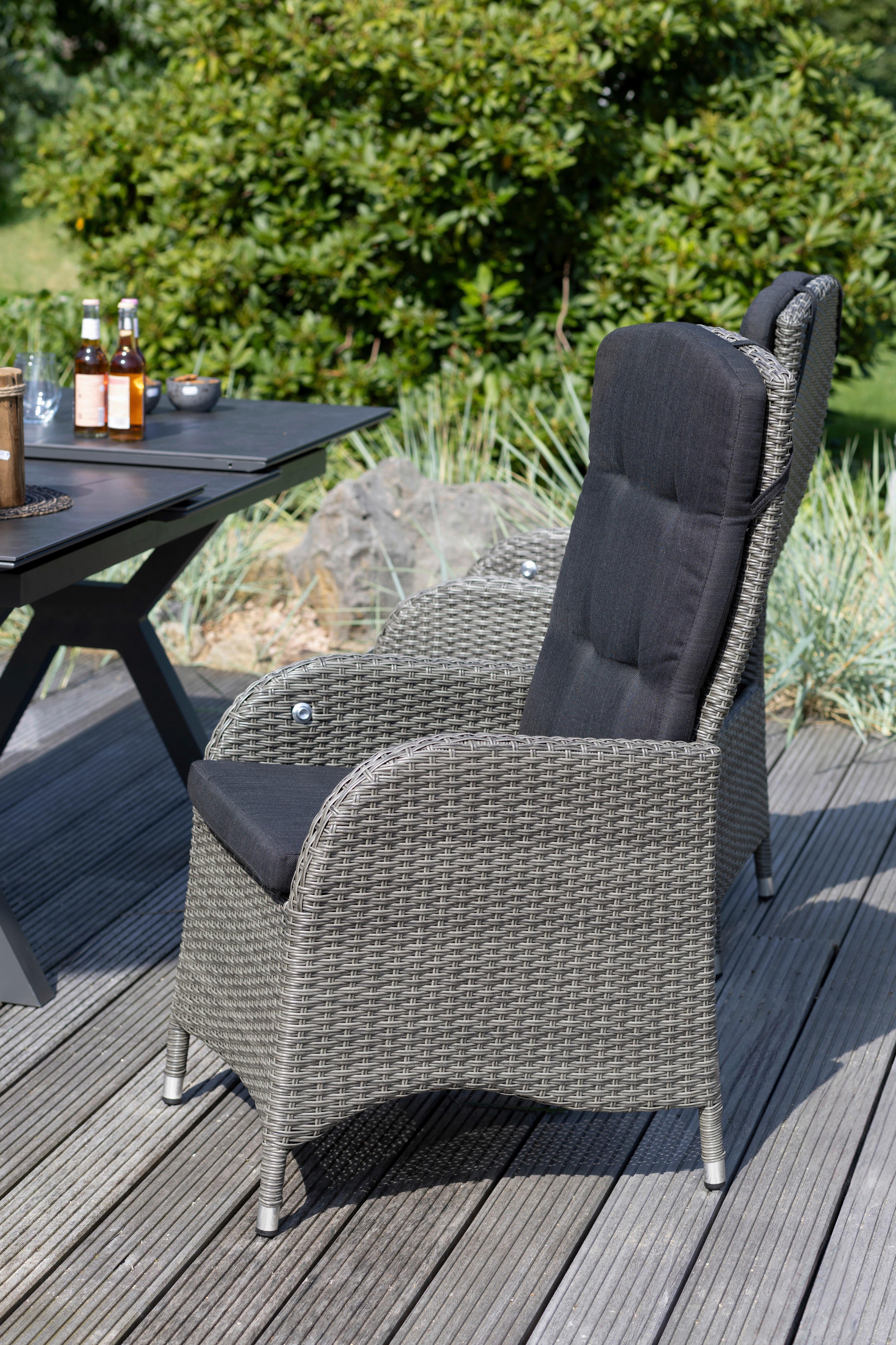 Garten-Relaxsessel Juan Aluminium mit Kissen - Anthrazit/Grau, Basics, Kunststoff/Textil (60/110/68cm) - Gardenson
