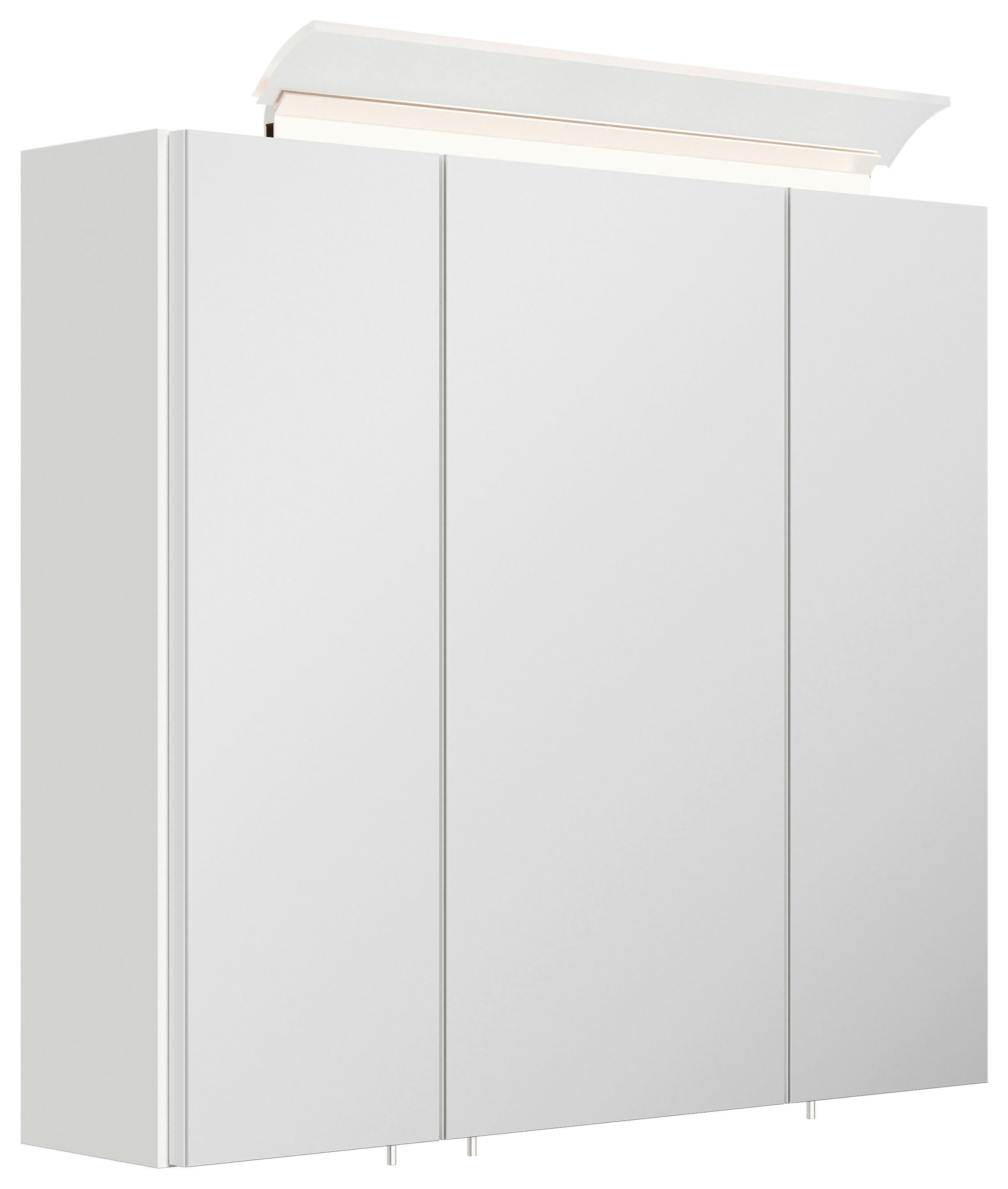 Spiegelschrank Weiß Hochglanz B: 70 cm - Weiß Hochglanz, MODERN, Glas/Holzwerkstoff (70/62/17cm) - MID.YOU