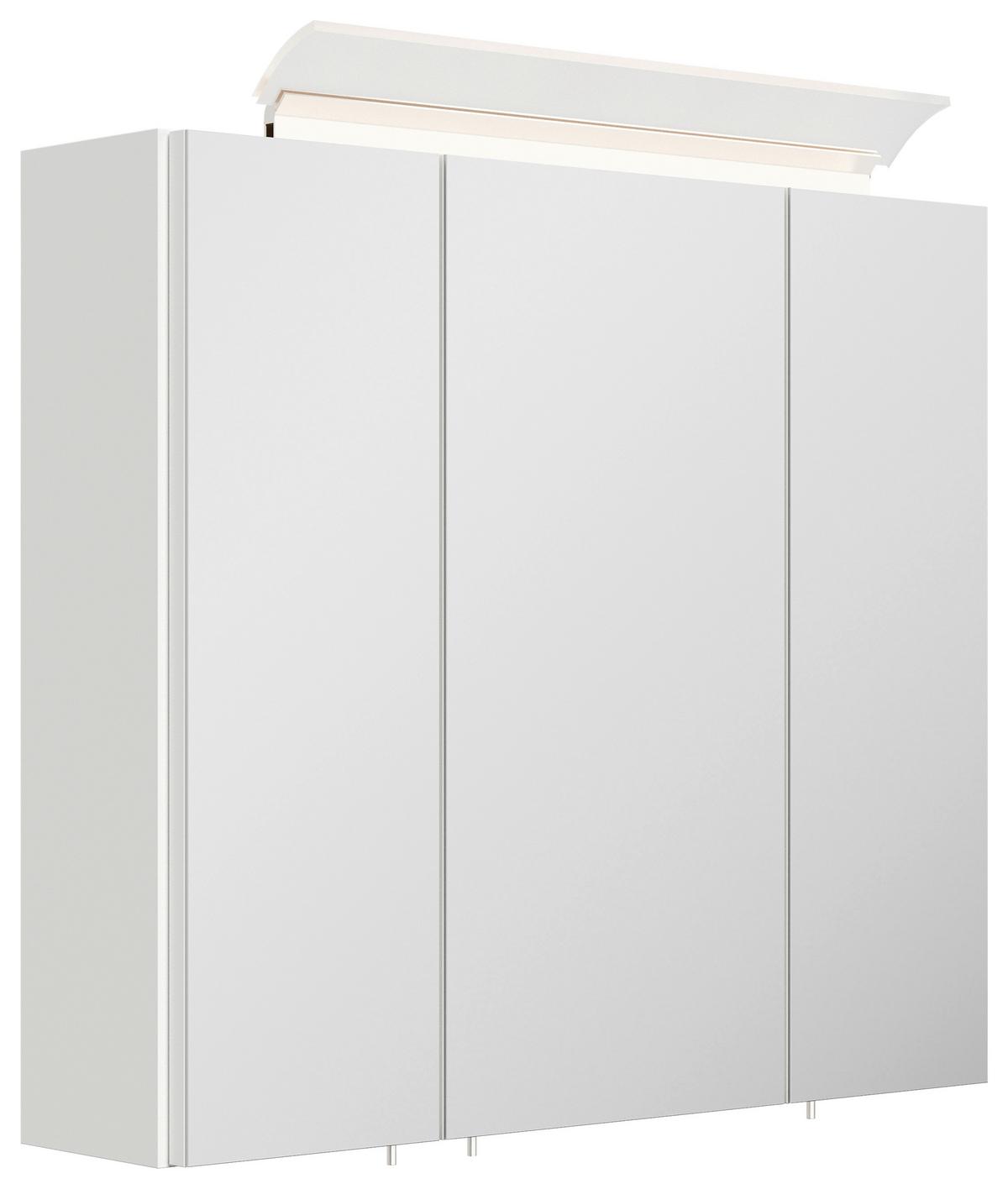 Spiegelschrank Weiß Hochglanz B: 70 cm - Weiß Hochglanz, MODERN, Glas/Holzwerkstoff (70/62/17cm) - MID.YOU