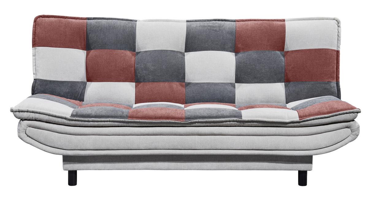 2-sitzer-sofa Mit Schlaffunkt. Und Bettkasten Patch Grau/beere - Beere/Dunkelgrau, Basics, Holzwerkstoff/Textil (188/90/89cm) - MID.YOU