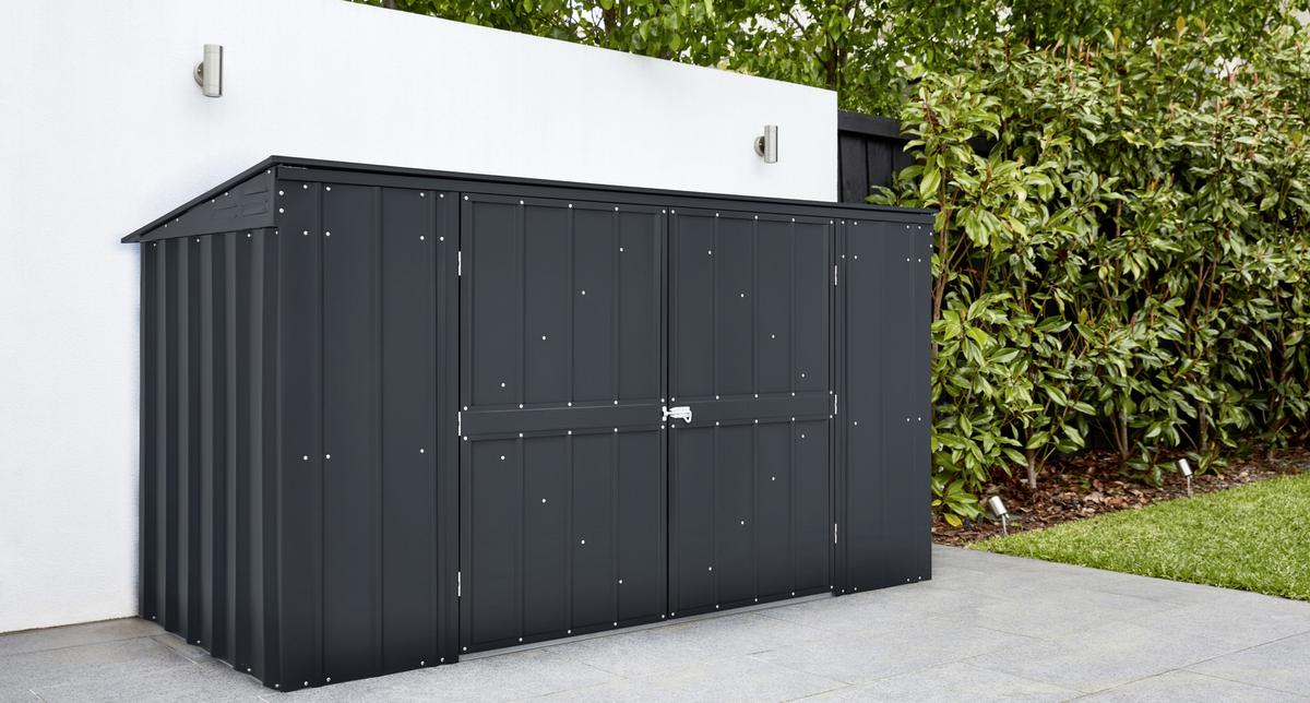 Mülltonnenbox für 3 Tonnen BxHxT 236x131,5x101cm + Pultdach - Anthrazit, Basics, Metall (236/131,5/101cm)