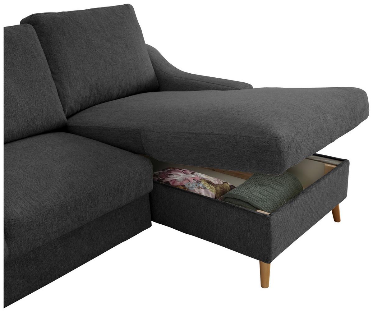 Ecksofa Valentina Schwarz S: 228/150cm - Blau/Schwarz, Design, Textil (228/150cm) - MID.YOU