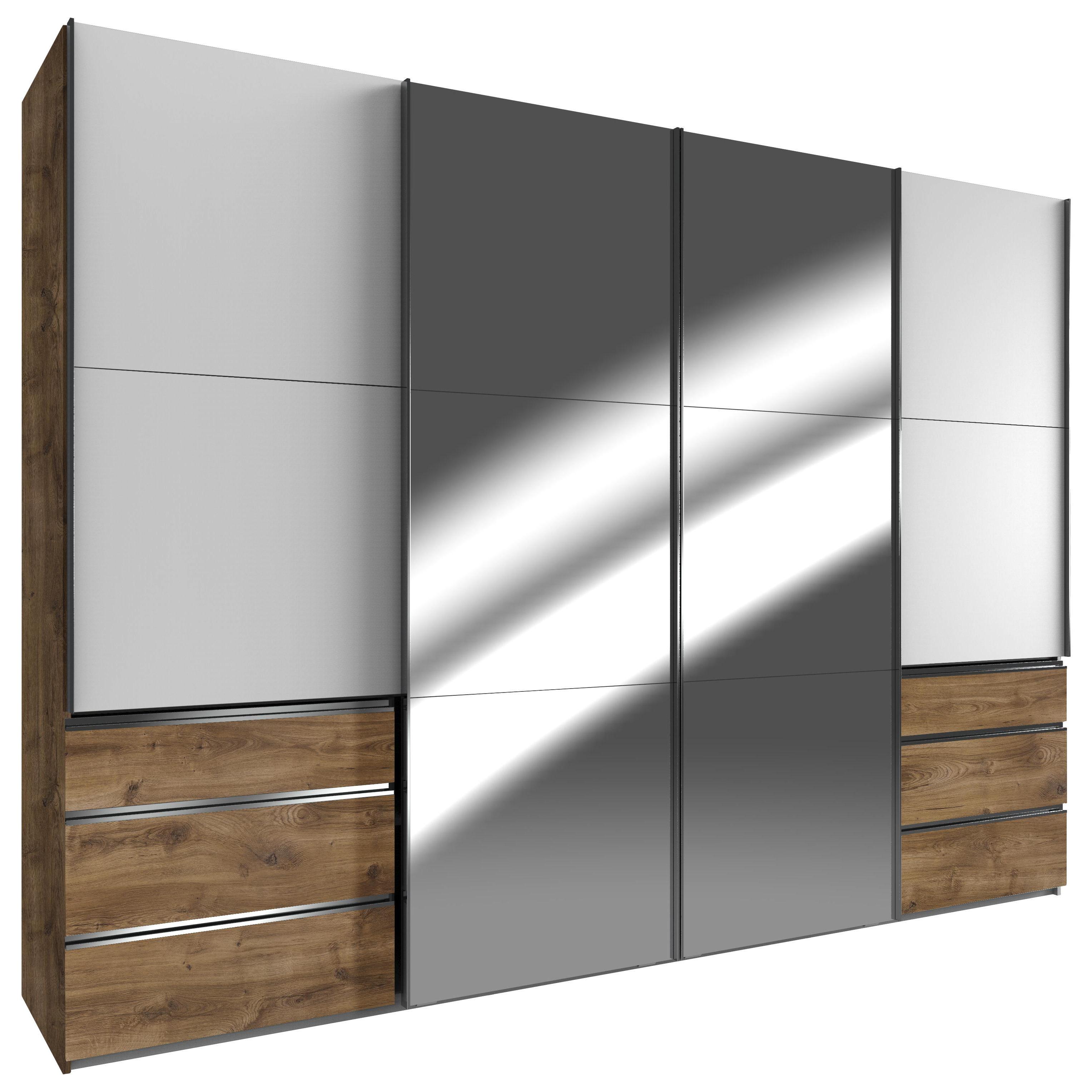 4-türiger Schwebetürenschrank mit 2 Spiegeln
