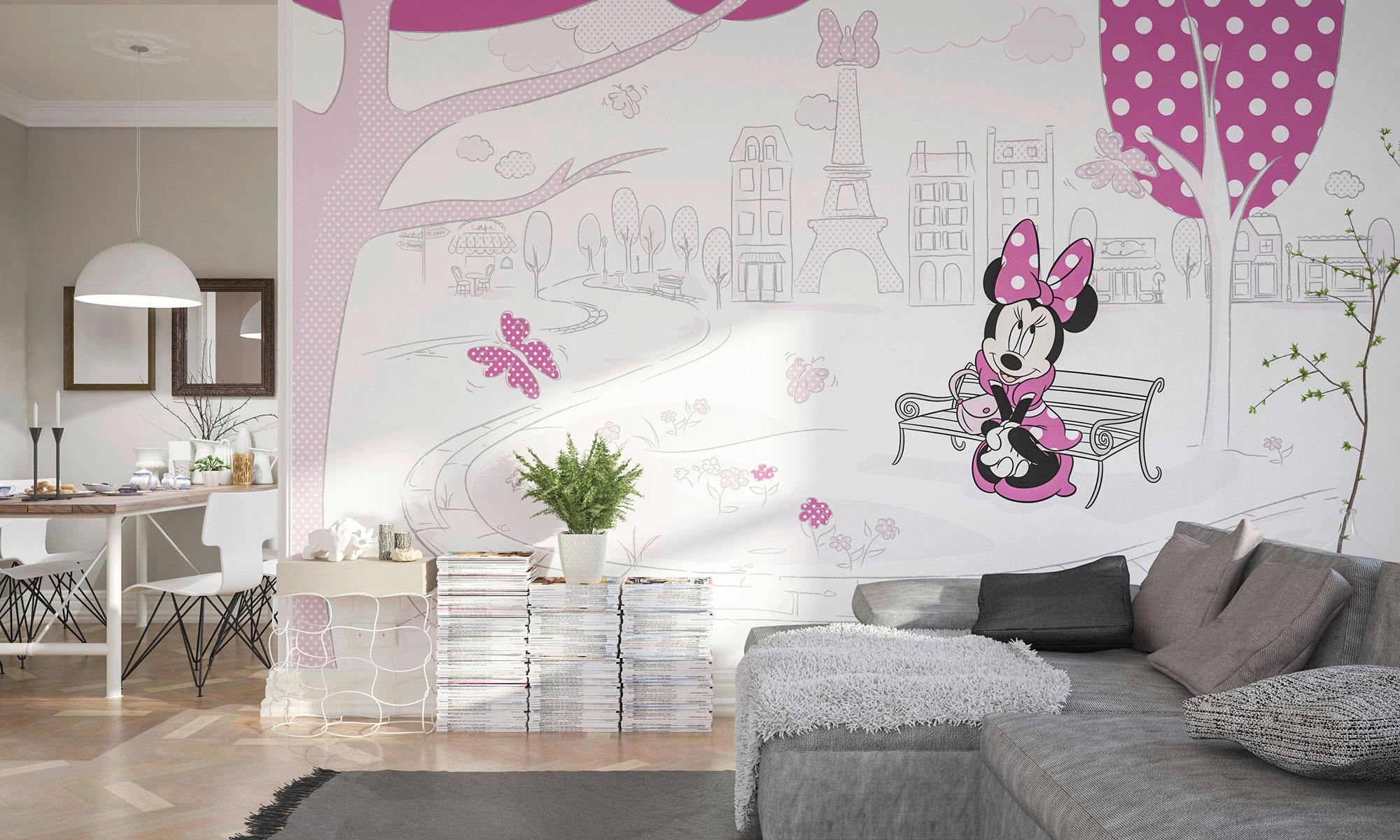 Vliestapete Minnie In Paris - Multicolor, Basics (400/250cm) - Komar