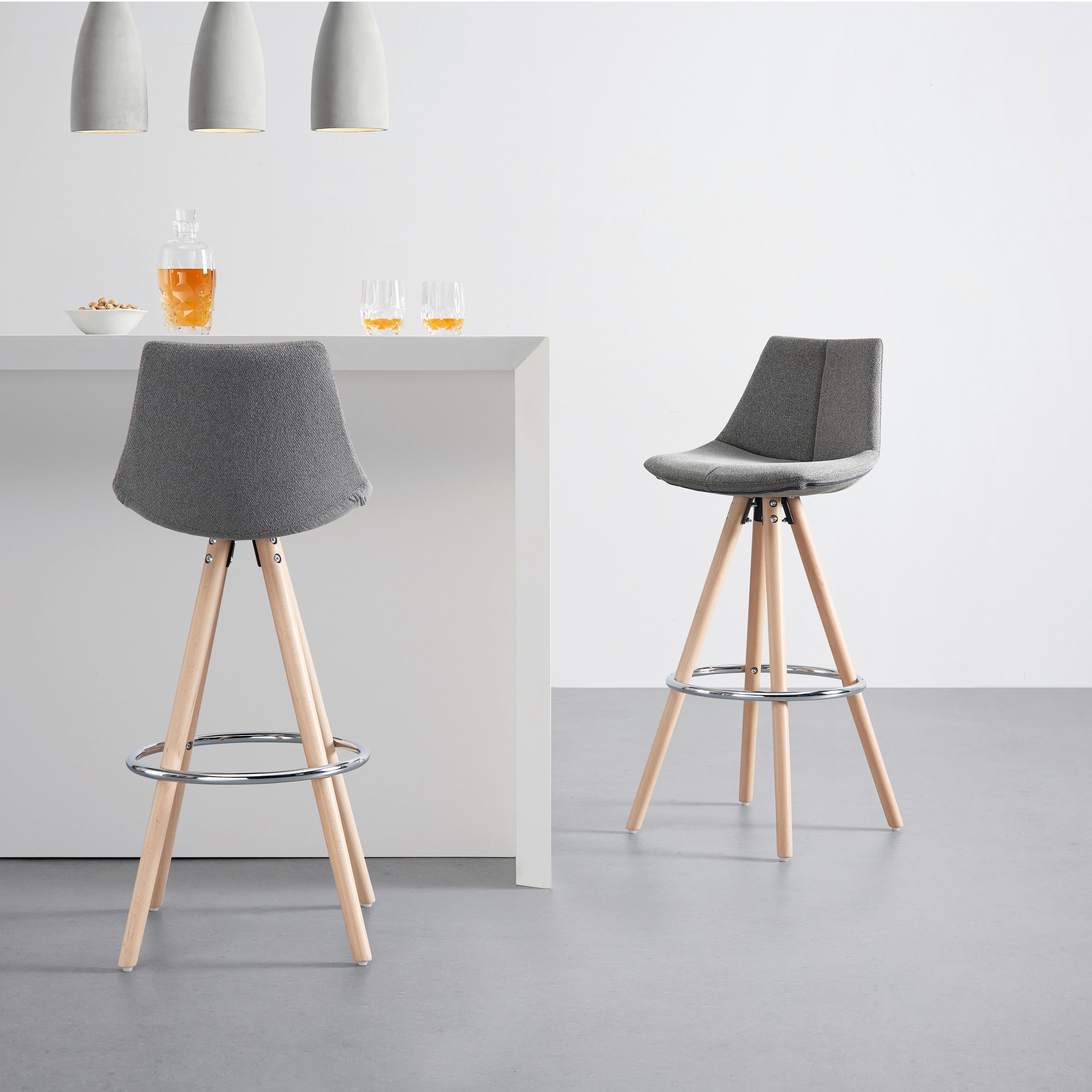 Barová Židle Nelo Šedá - šedá/barvy buku, Moderní, kov/dřevo (42/100/42cm) - Bessagi Home