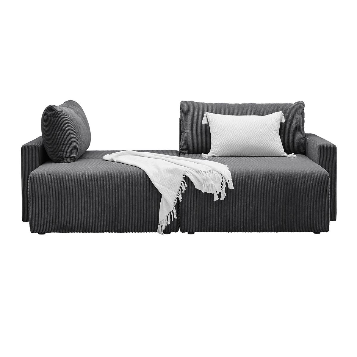 Rohová sedačka DIOS, oboustr.,antracitový manšestr - černá/antracitová, Moderní, kov/dřevo (228/91/146cm) - Based