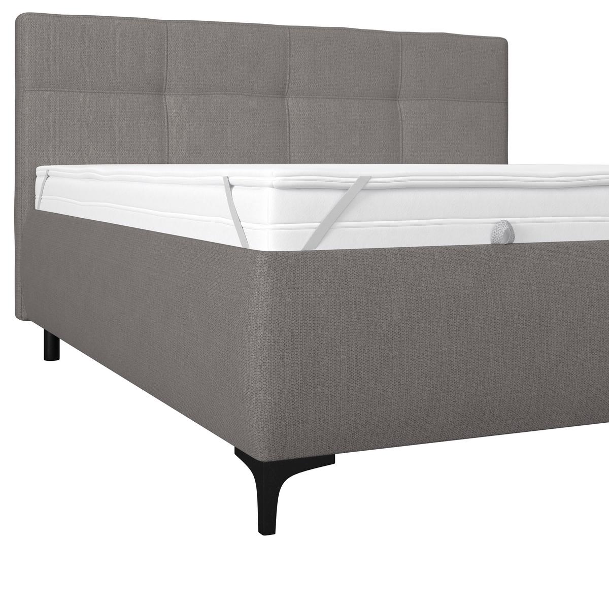 Polsterbett Zeni 180 - Graubraun/Schwarz, KONVENTIONELL, Holz/Holzwerkstoff (180/200cm)