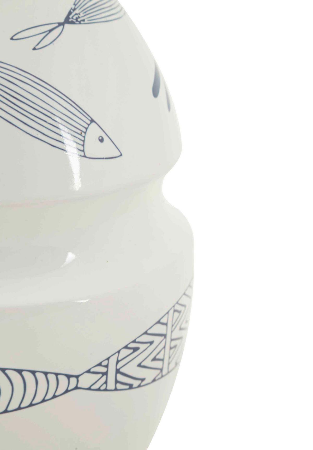 Vase Fish Blau, Weiß B: 15 Cm - Blau/Weiß, Basics, Keramik (15/24/15cm)