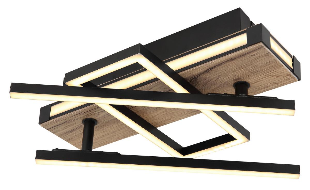 LED-Deckenleuchte 67299d2 - Dunkelbraun/Opal, Design, Holzwerkstoff/Kunststoff (68/46/12cm) - Globo