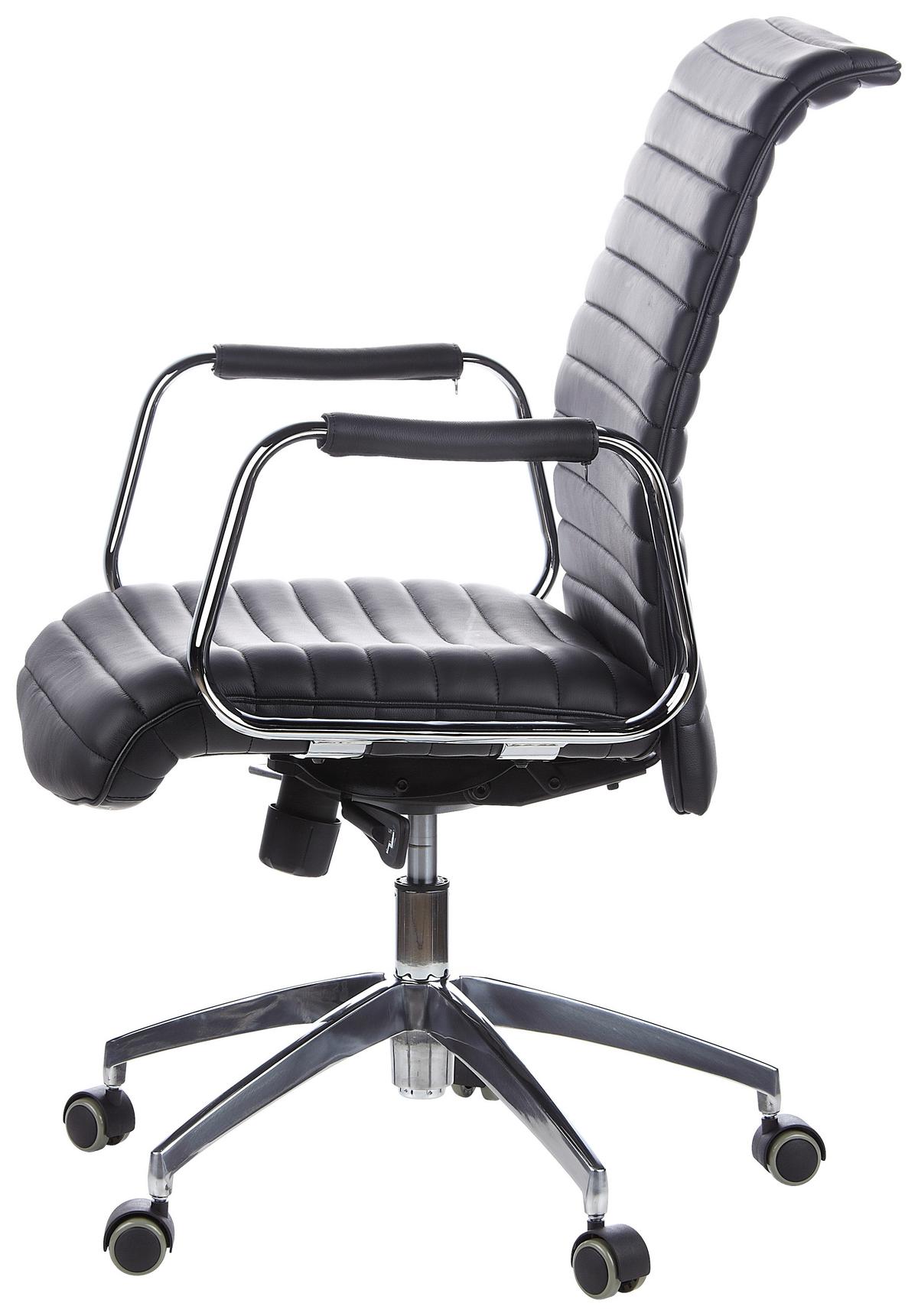 Chefsessel Aspera 10 Schwarz - Silberfarben/Schwarz, MODERN, Leder/Kunststoff (59/114/50cm) - MID.YOU