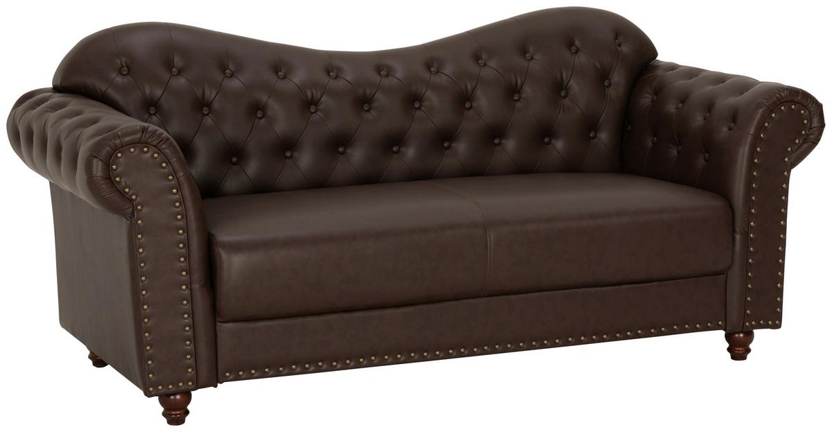 Chesterfield-sofa Christel Braun 3-Sitzer B: 208 Cm - Dunkelbraun/Braun, KONVENTIONELL, Textil (208/94/90cm) - Livetastic
