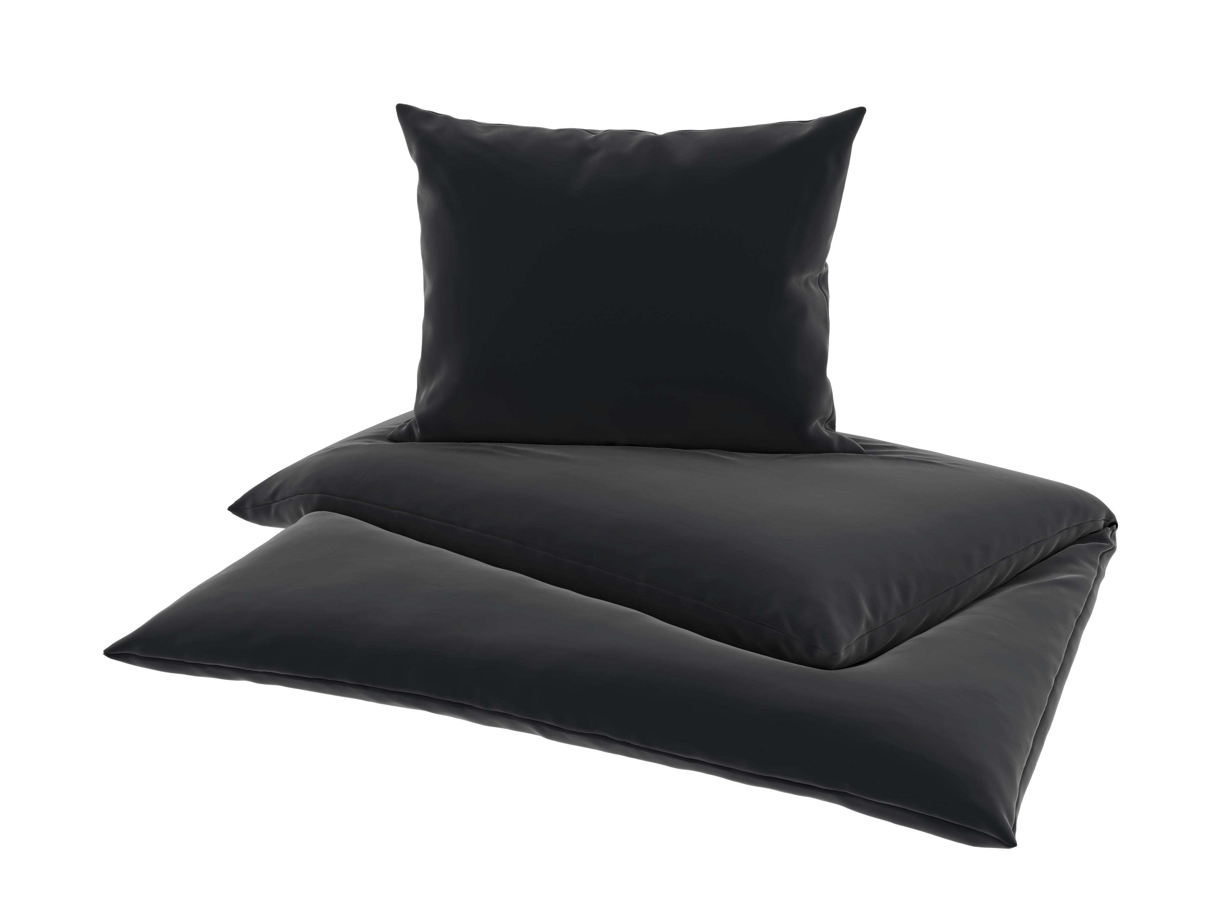 Bettwäsche 140x200 Cm Lydia Satin, Schwarz - Schwarz, MODERN, Textil - Luca Bessoni