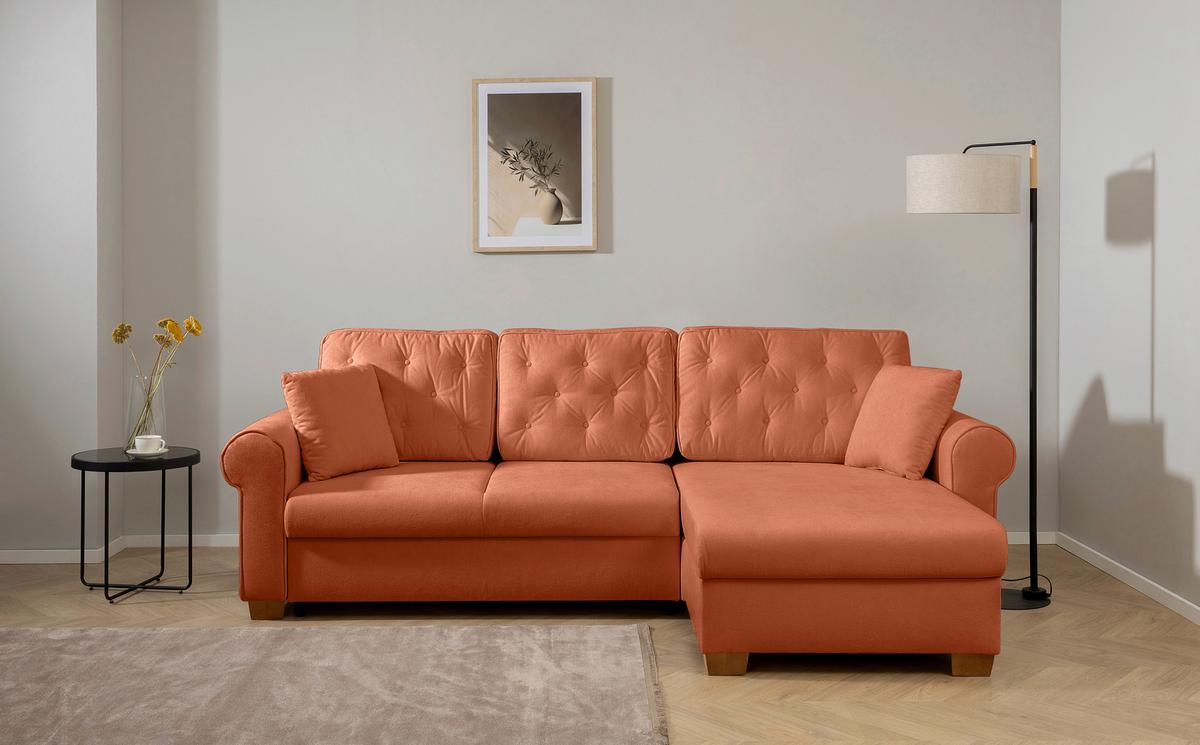 Ecksofa Arles Rostfarben 25 S: 266x161 Cm - Rostfarben/Buchefarben, Design, Textil (266/161cm) - MID.YOU