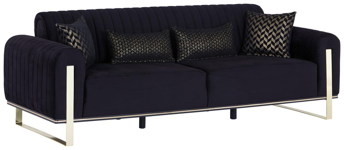 3-Sitzer-Sofa Mit Schlaffunktion Bono Schwarz - Goldfarben/Schwarz, MODERN, Textil (230/83/90cm) - Luca Bessoni