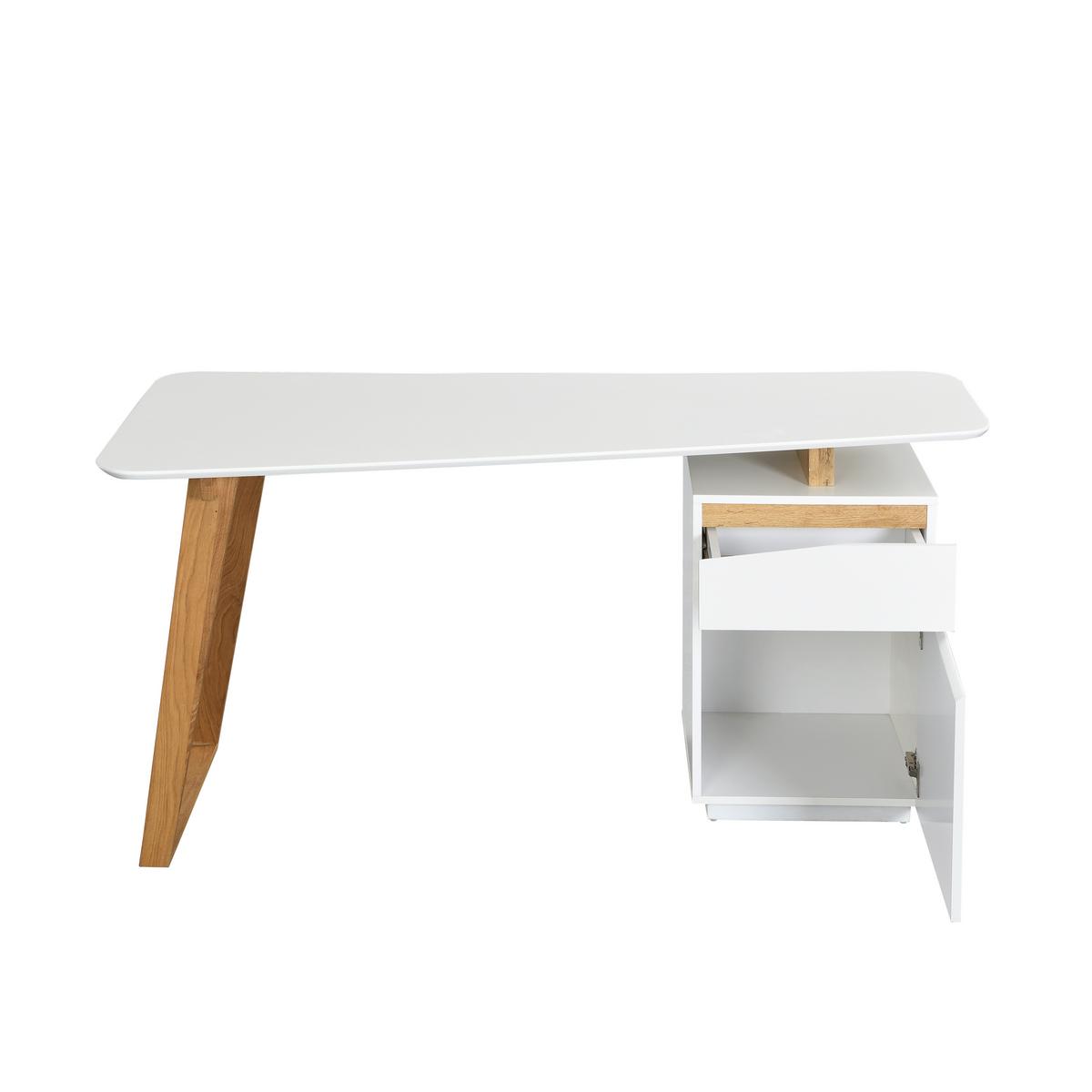 Schreibtisch mit Stauraum Padua B 140cm Weiß/Eiche - Eichefarben/Weiß, MODERN, Holz/Holzwerkstoff (140/45-60/76cm) - Livetastic