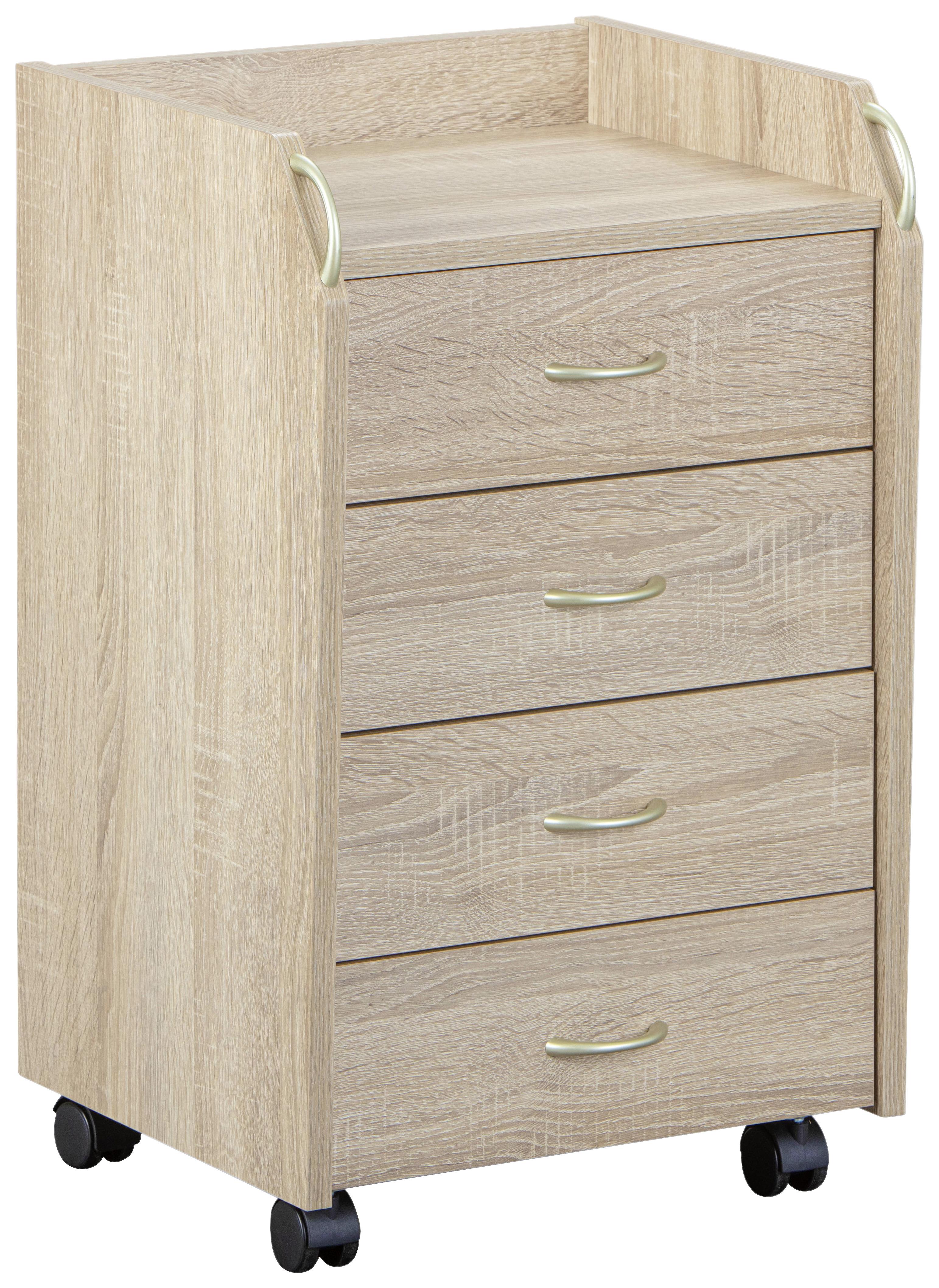 Rollcontainer Eiche Dekor Novi BxHxT 40x36x65 cm - Sonoma Eiche, Basics, Holzwerkstoff/Kunststoff (40/36/65cm) - MID.YOU