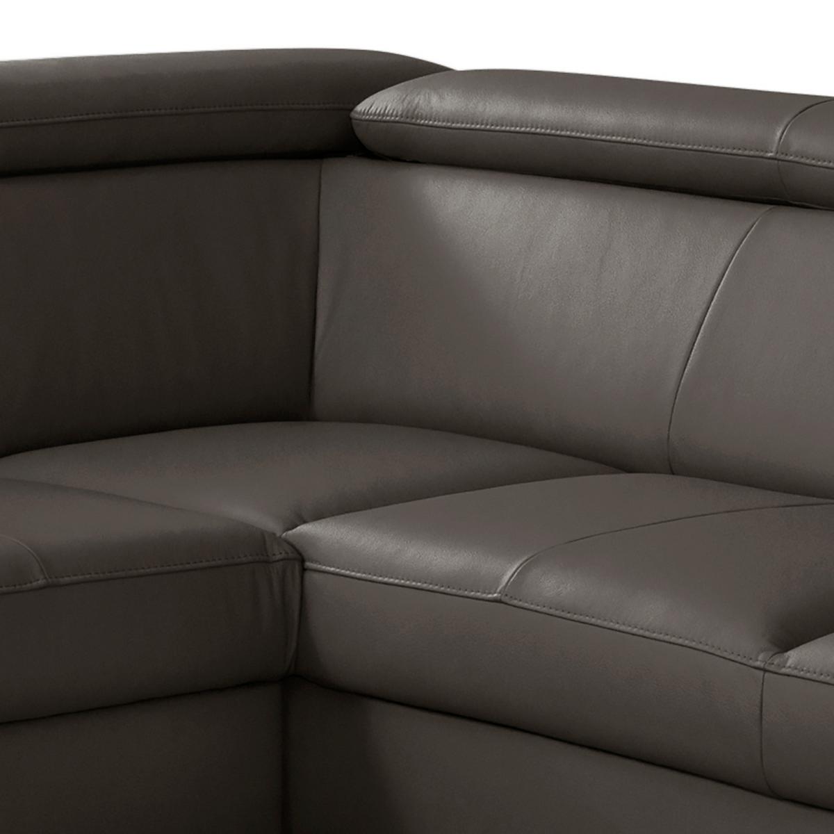 Ecksofa Note New Teilleder Dunkelbraun 244x199 - Dunkelbraun/Schwarz, Design, Leder/Textil (244/199cm) - Livetastic