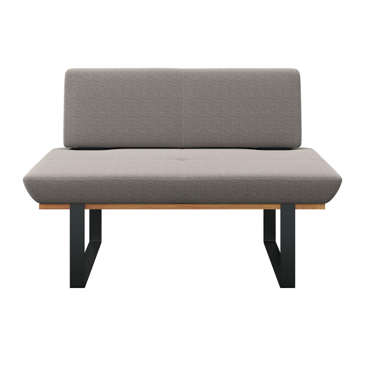 Sitzbank Tristan Webstoff hellgrau, B: 130cm - Hellgrau/Schwarz, MODERN, Holz/Textil (130/48/90cm) - James Wood
