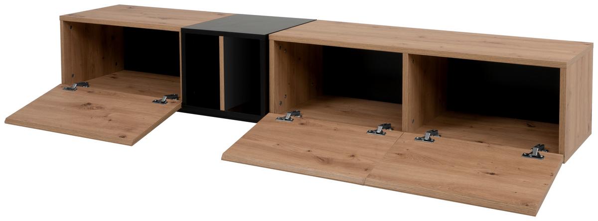 TV-Element Nola B: 195 cm Eiche Dekor/Schwarz - Eichefarben/Schwarz, KONVENTIONELL, Holzwerkstoff (195/48/37cm) - MID.YOU