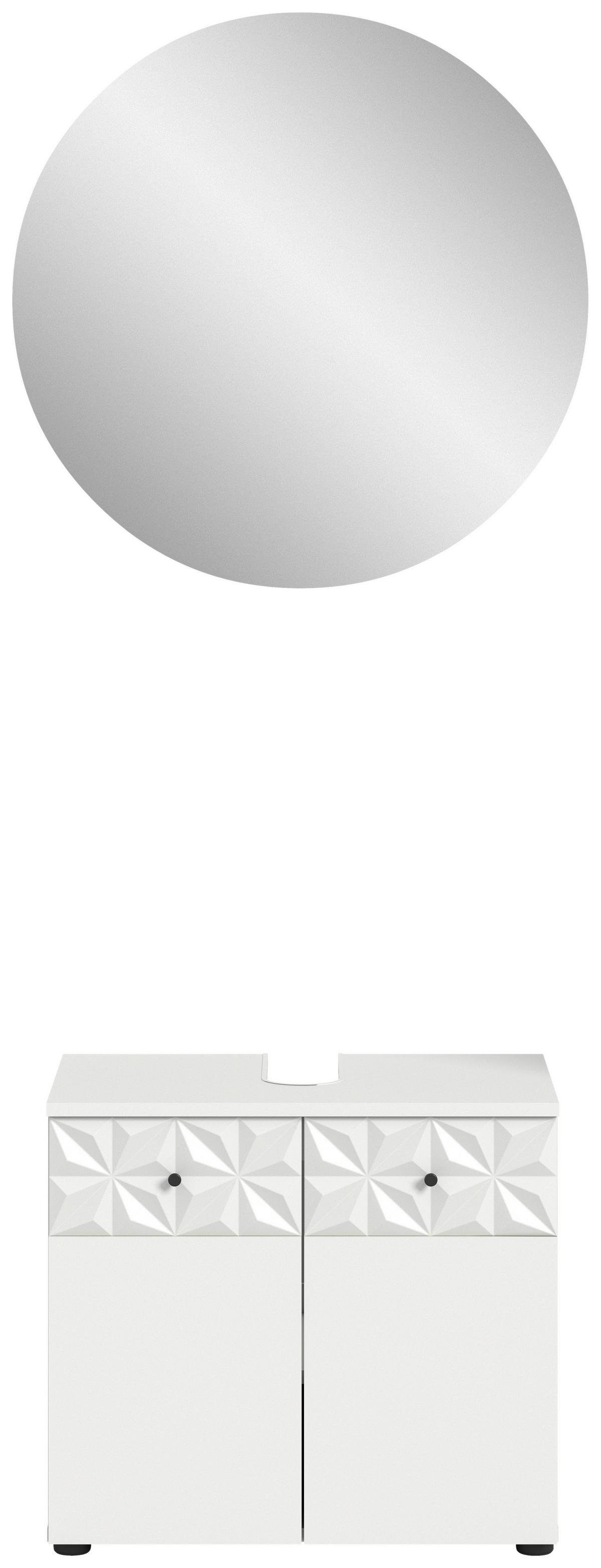 Badezimmer Prisma, Schwarz/Weiß K: 60 cm - Schwarz/Weiß, MODERN, Glas/Holzwerkstoff (60cm) - MID.YOU