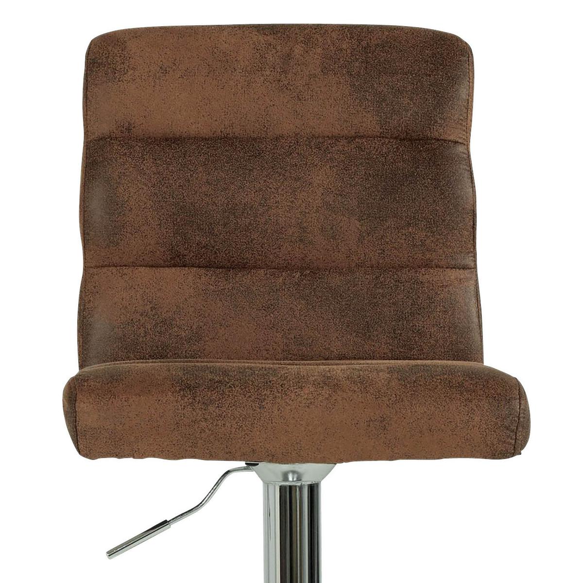 Barhocker mit Lehne 2er-Set Jordan Lederlook Braun/Chrom - Chromfarben/Braun, MODERN, Textil/Metall (42/98-120/51cm) - MID.YOU