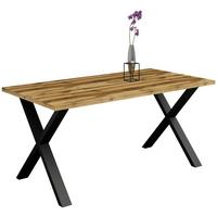 Esstisch Alex Schwarz, Plankeneiche - Plankeneiche/Schwarz, MODERN, Holzwerkstoff/Metall (160/90/78cm) - Livetastic