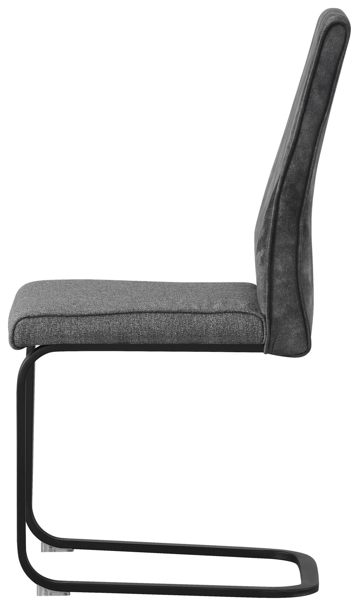 Schwingstuhl Rab Dunkelgrau Eisen Schwarz, B: 46 cm - Dunkelgrau/Schwarz, KONVENTIONELL, Holz/Textil (46/94/62cm) - MID.YOU