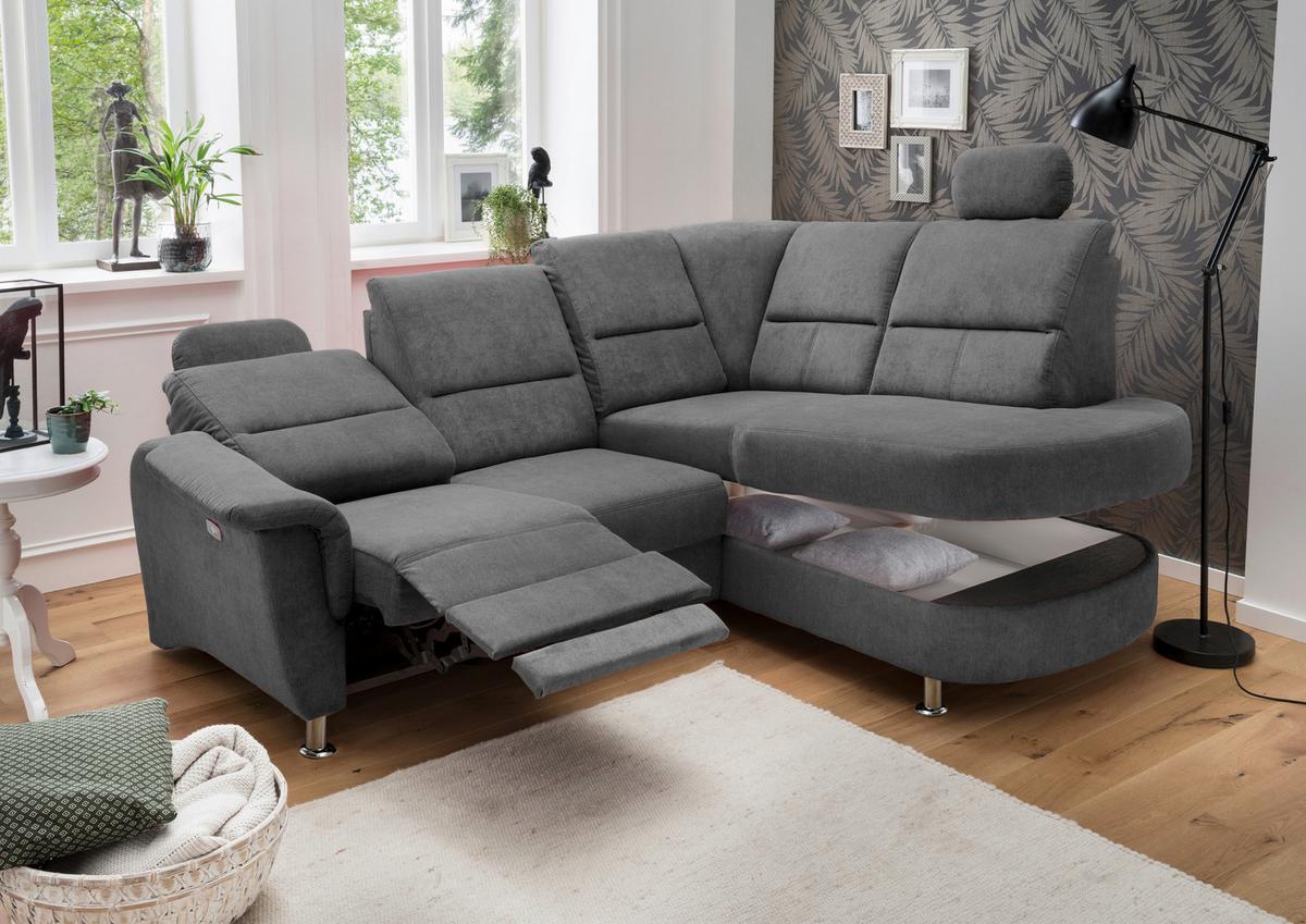 Ecksofa Parole Anthrazit S:231/184 Cm - Chromfarben/Anthrazit, KONVENTIONELL, Textil (231/184cm) - Livetastic